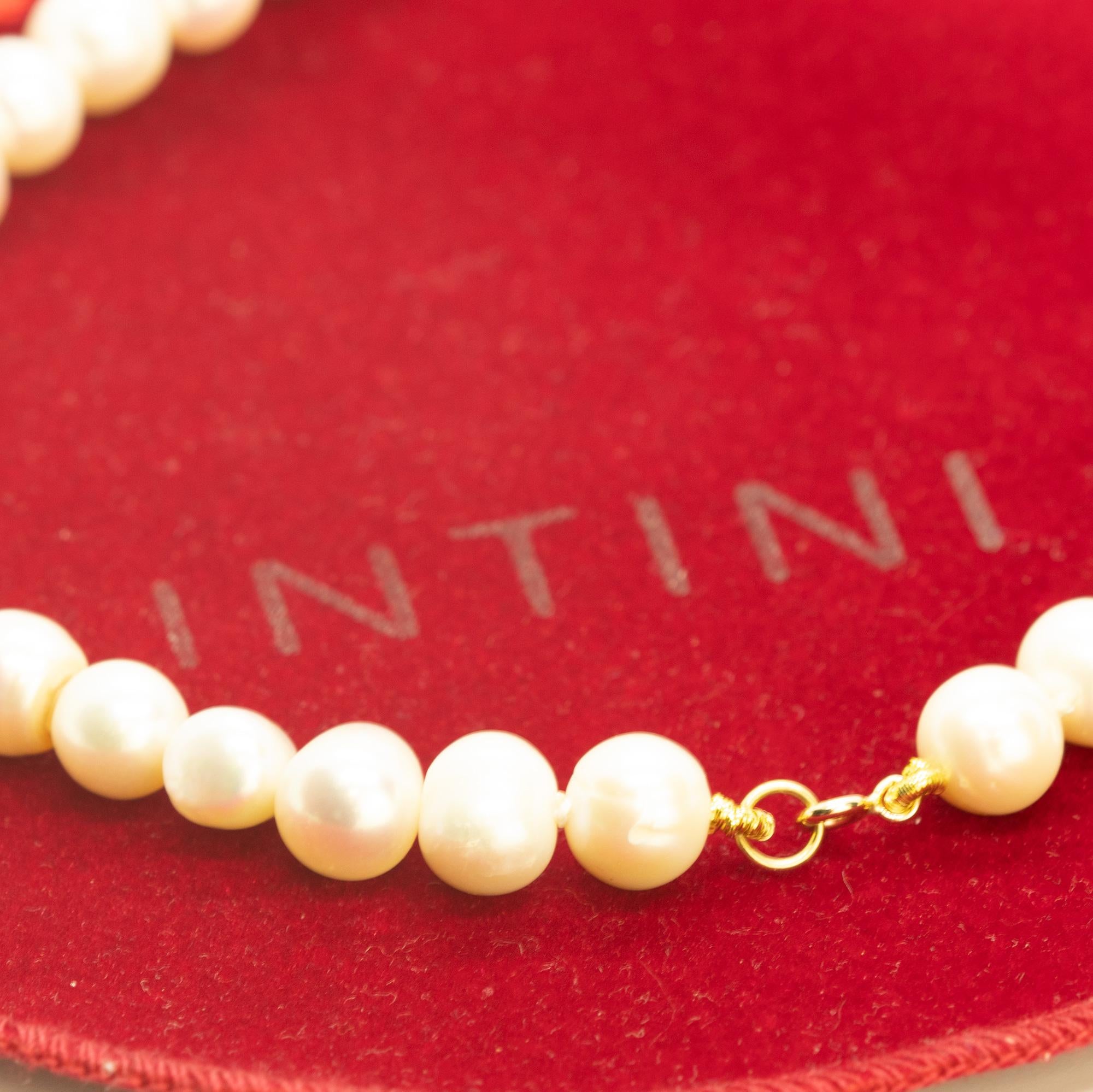 Art nouveau Intini Jewels Collier déco bohème chic en or 18 carats avec perles d'eau douce colorées et perles en vente