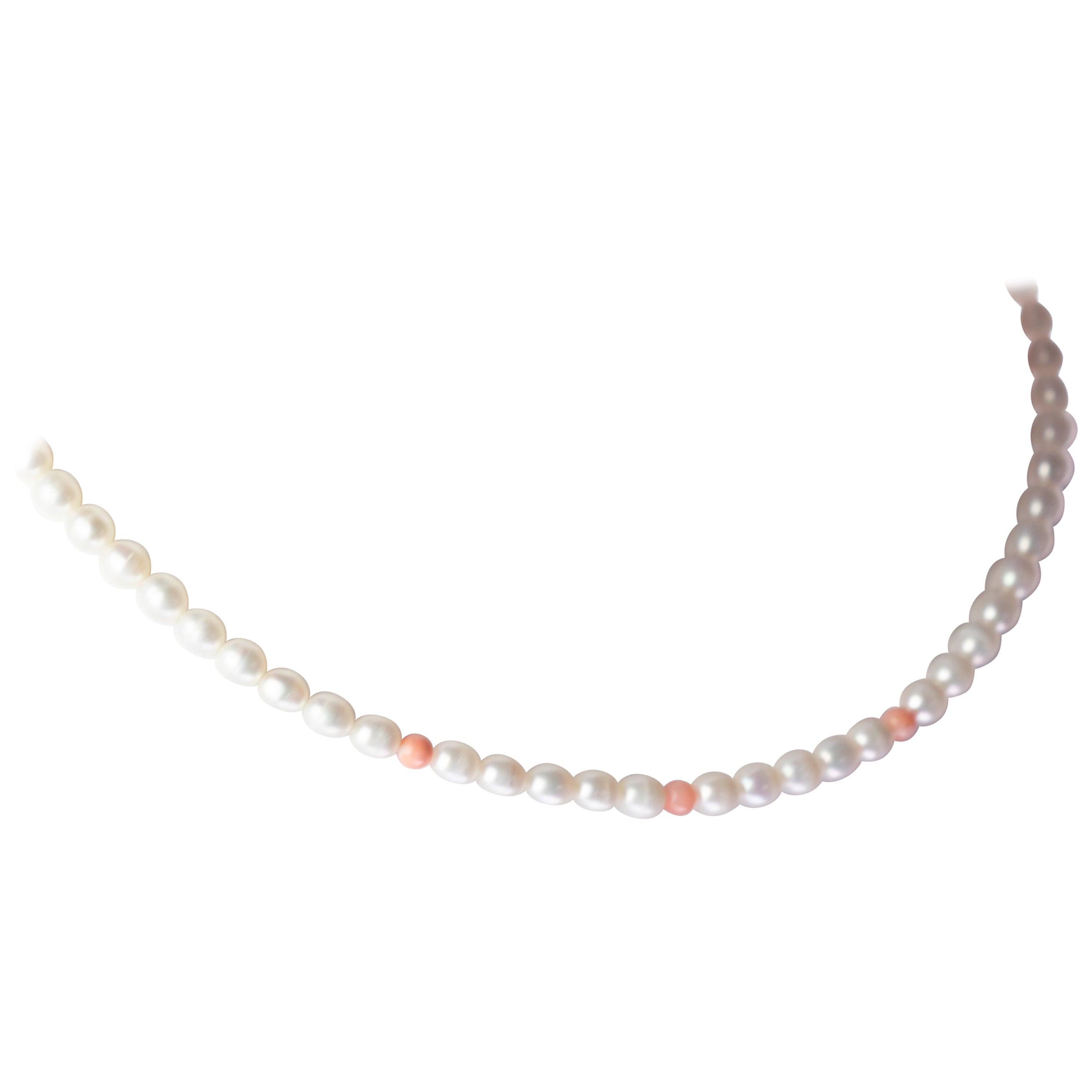 Intini Jewels - Collana da cocktail con perle d
acqua dolce e corallo in oro bianco 14 carati