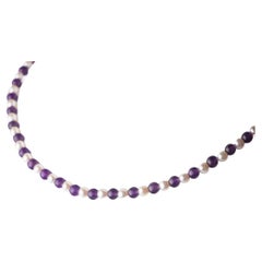 Intini Jewels Freshwater Pearl Natural Amethyst 18K Gold Boho Chic Deco Necklace
