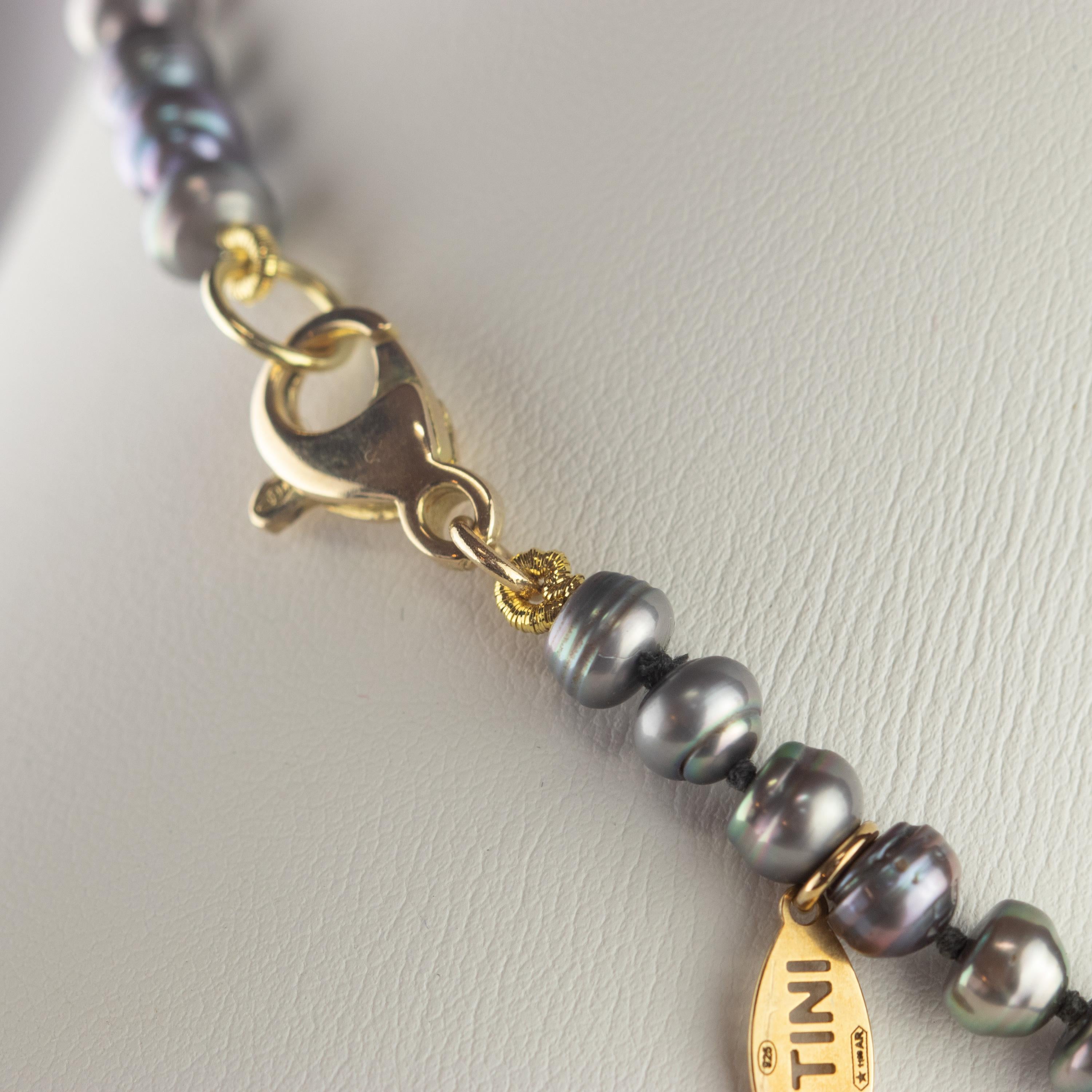 da uomo o donna Intini Jewels - Collana da cocktail con perle d'acqua dolce e rodonite in oro giallo 14 carati in vendita