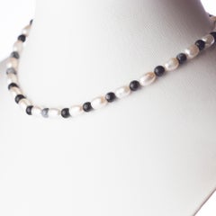 Intini Jewels Freshwater Pearl Snowflake Obsidian 18 Karat Gold Tribal Necklace