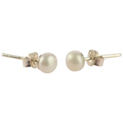 Intini Jewels Freshwater Pearl Sterling Silver Stud Deco Cocktail Earrings