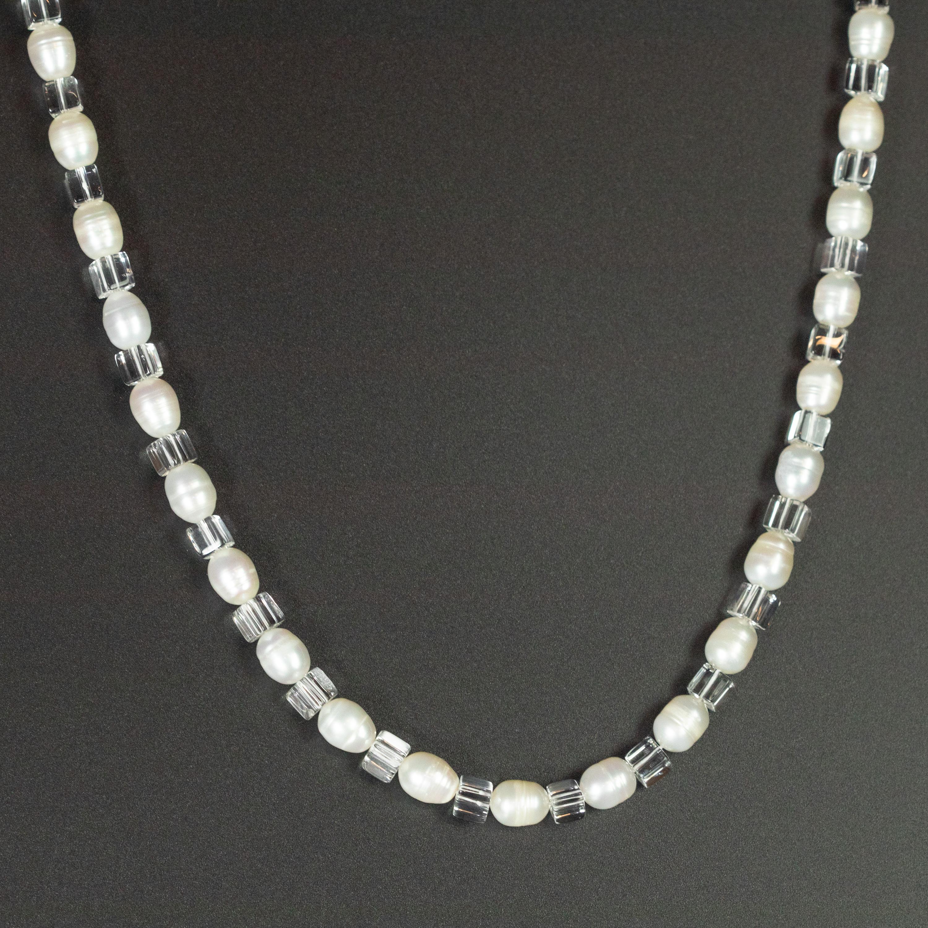 Intini Jewels Freshwater Pearl Wrap Around Long Chain 925 Silver Beaded Necklace In New Condition For Sale In Milano, IT
