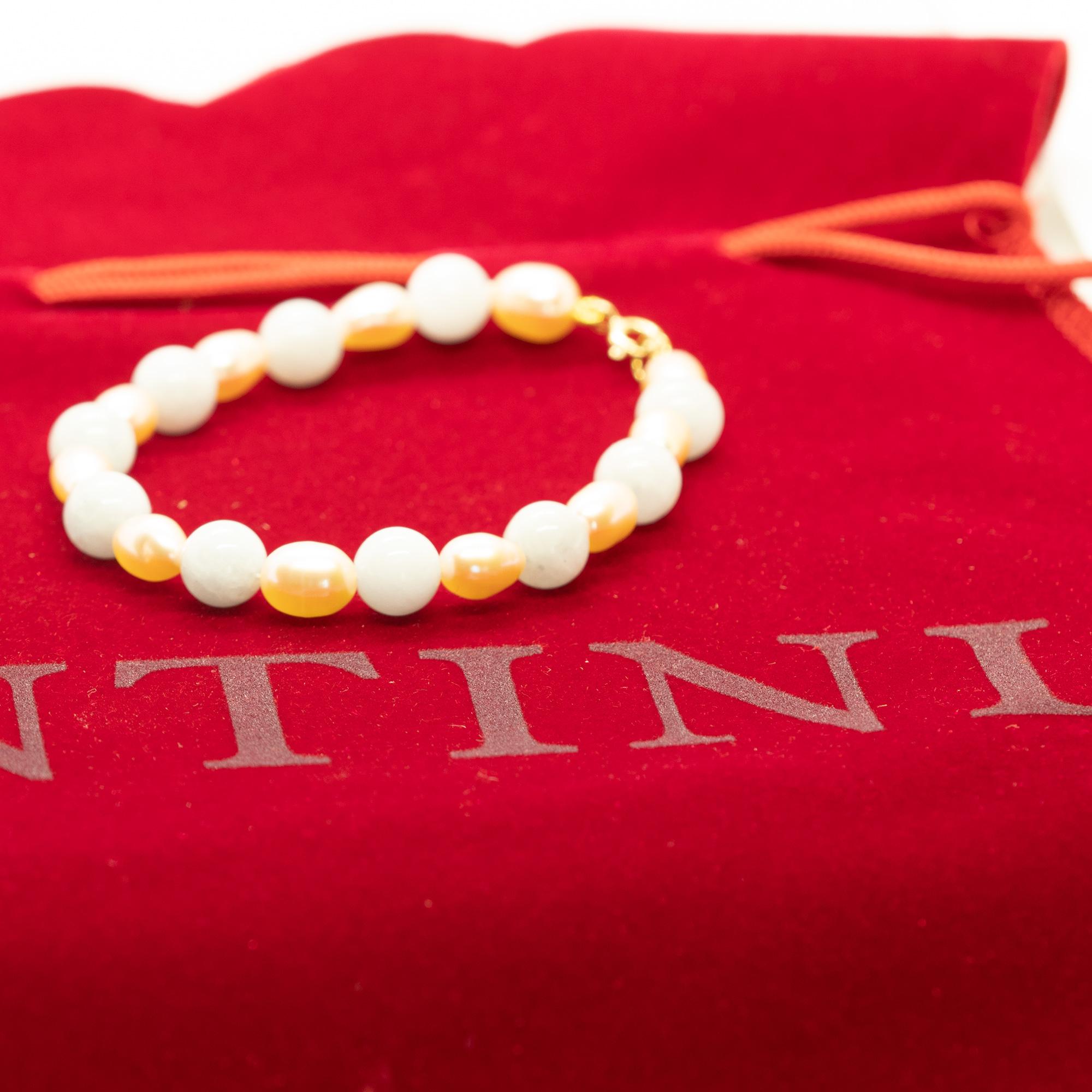 Art Nouveau Intini Jewels Freshwater Pearls Natural Aquamarine Boho Chic Deco Gold Bracelet For Sale
