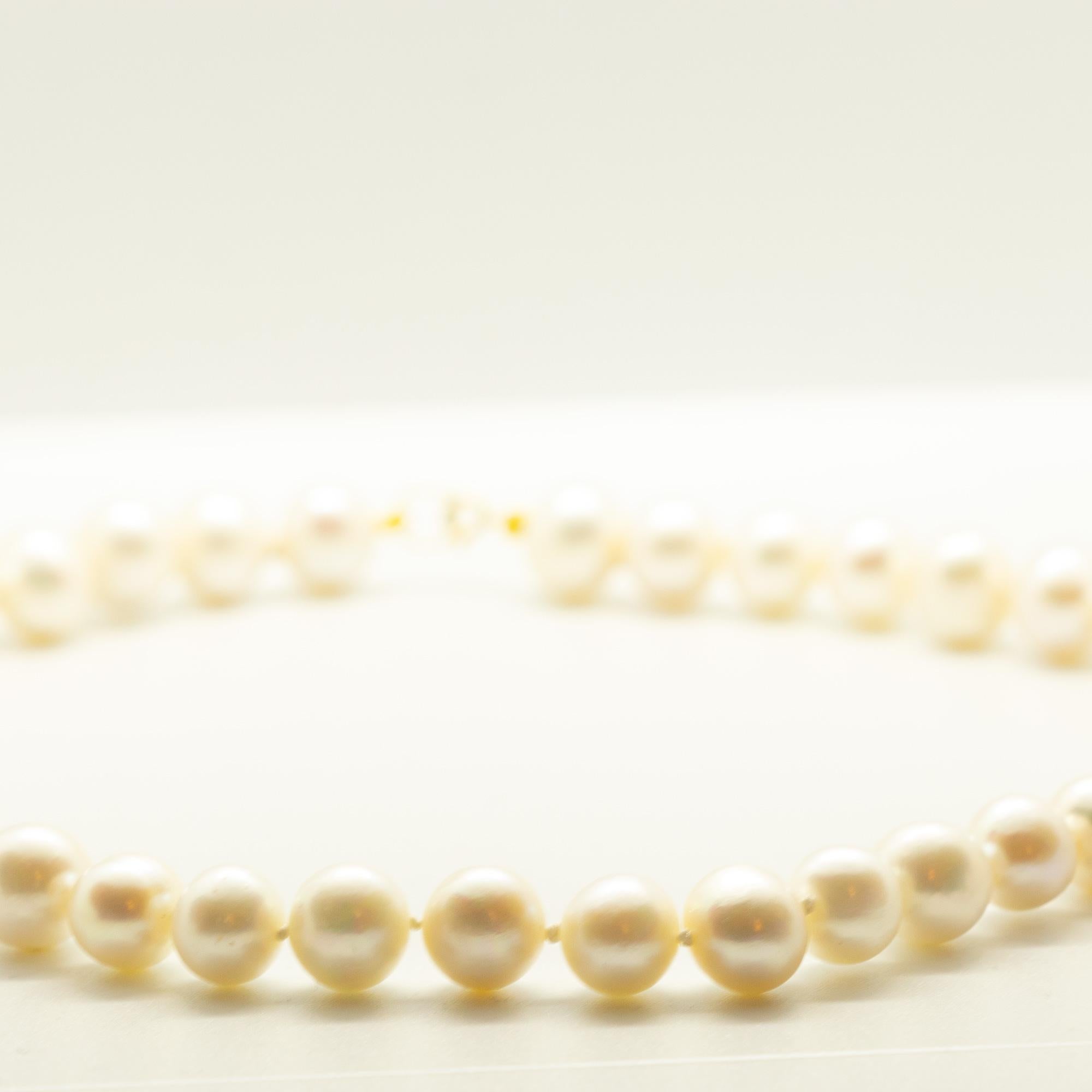 Classical Roman Intini Jewels Freshwater Round Pearl 18 Karat Yellow Gold Beaded AA Necklace For Sale
