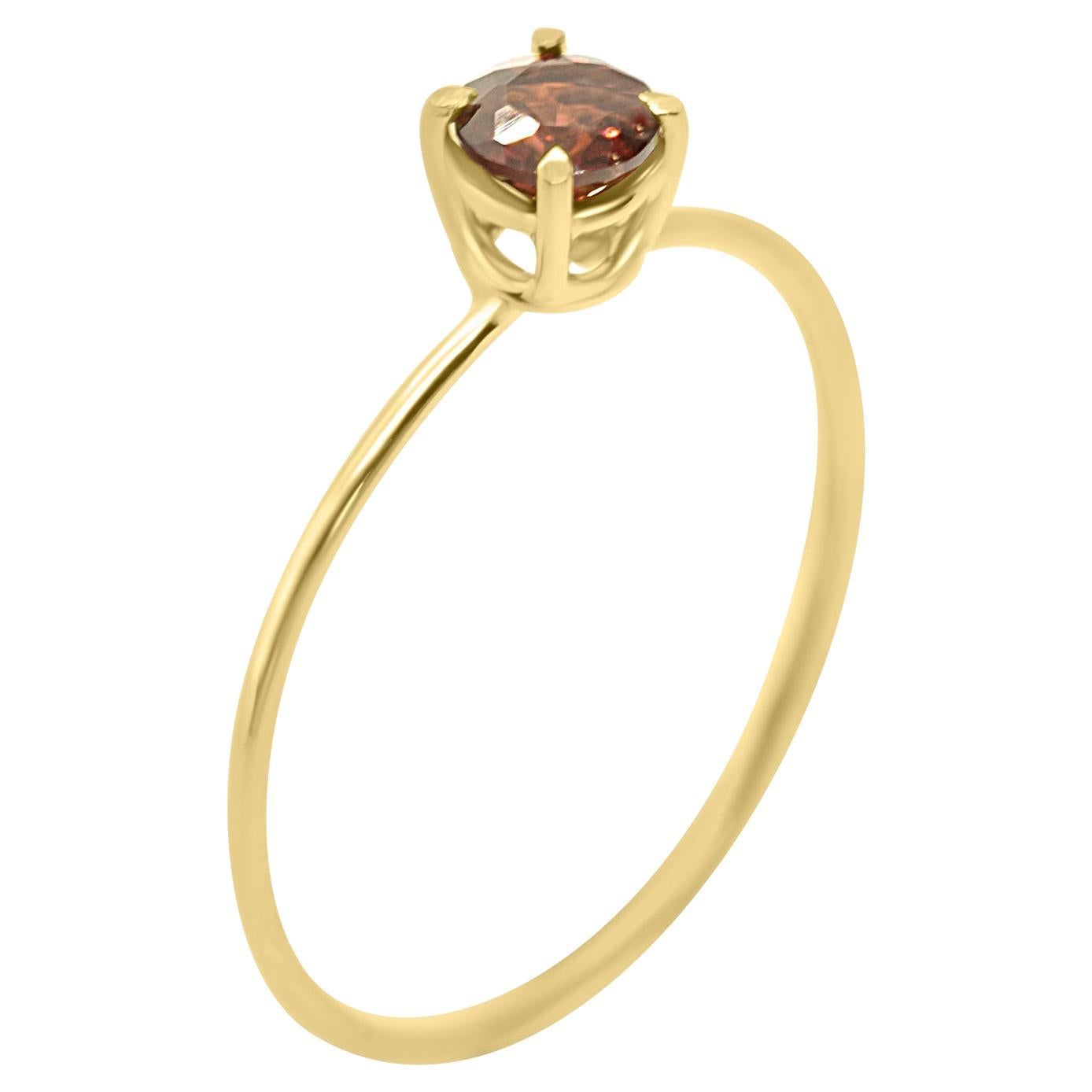 Intini Jewels Garnet 18 Karat Yellow Gold Band Handmade Cocktail Modern Ring For Sale