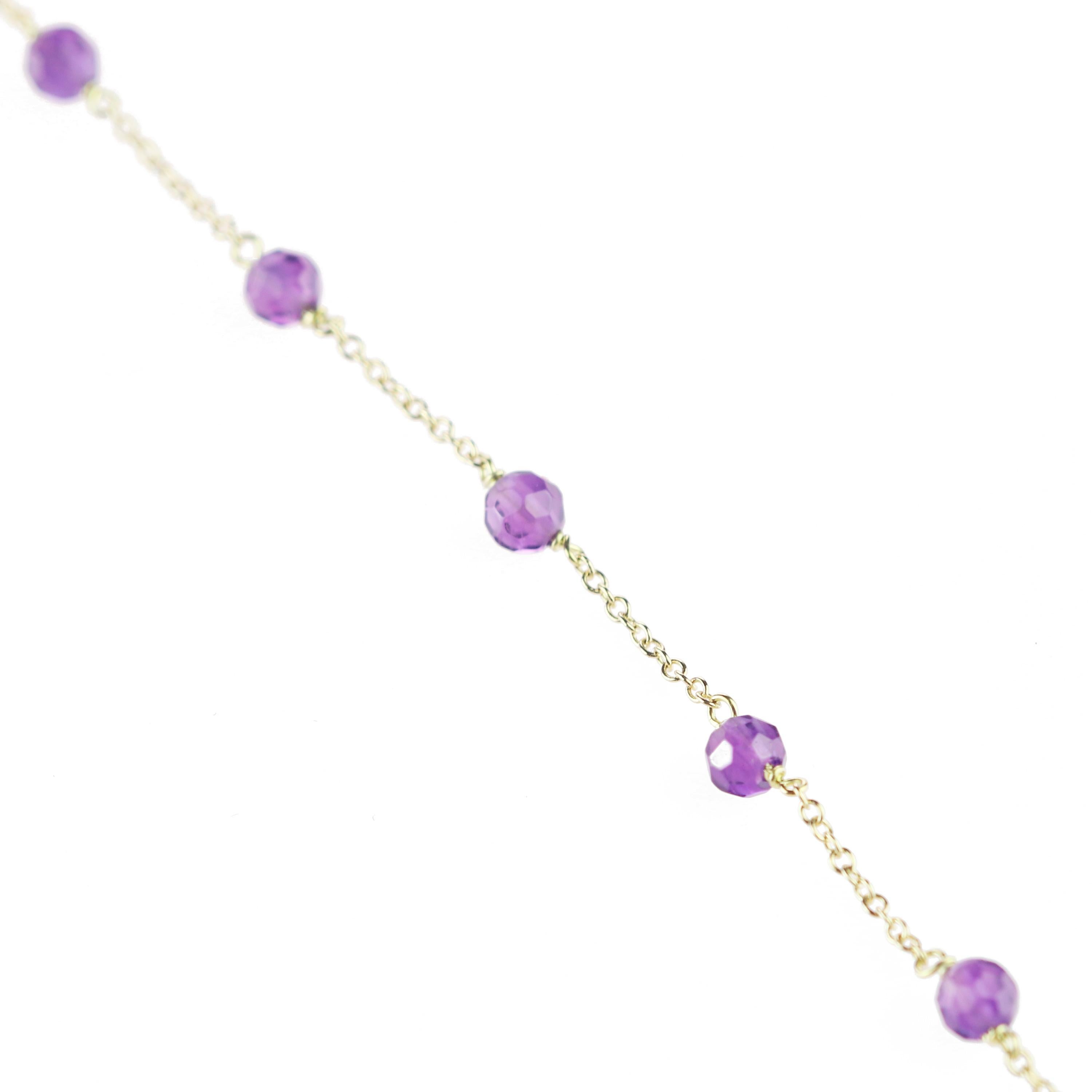 Modern Intini Jewels Gold Plate Chain Amethyst Rondelles Handmade Cocktail Bracelet For Sale