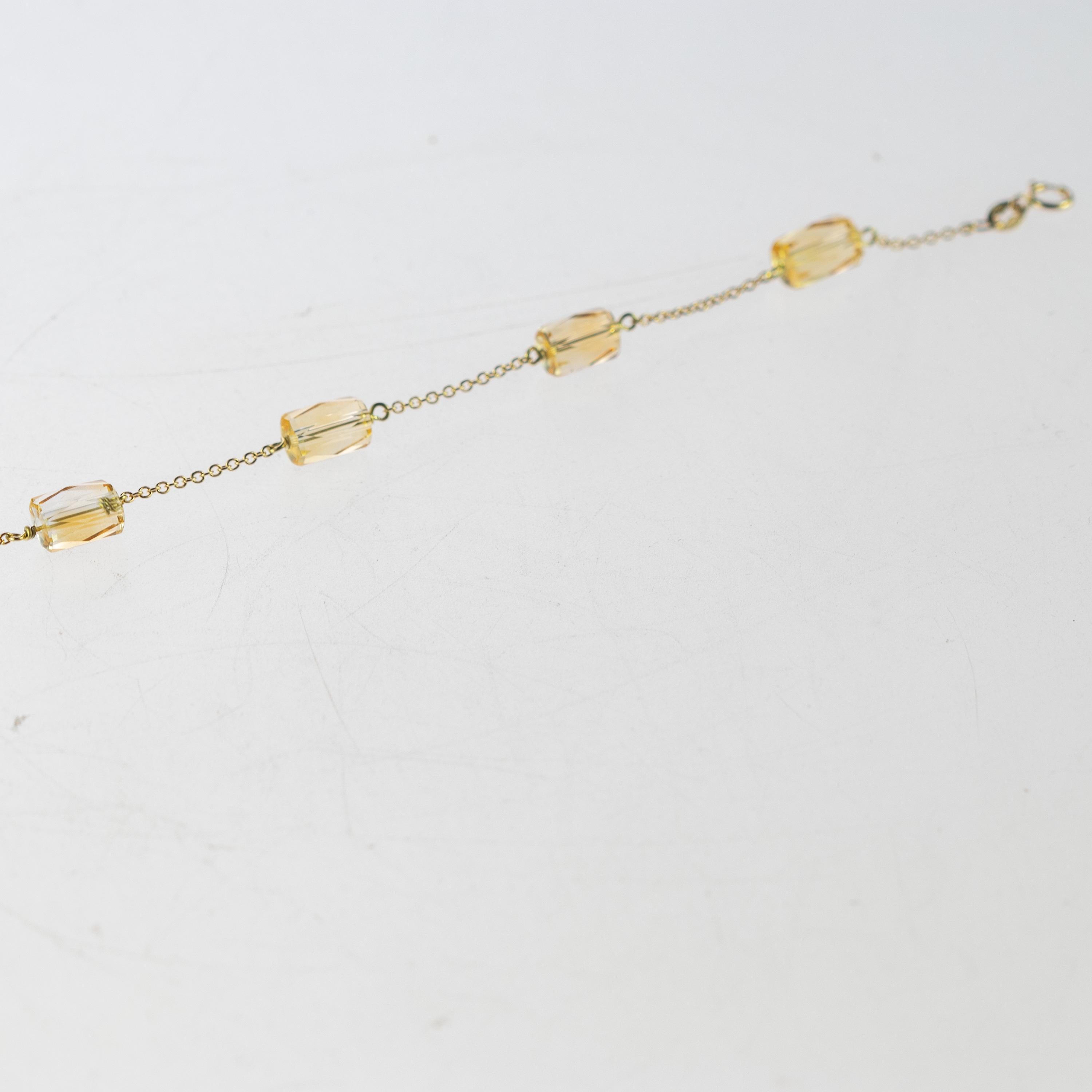 Intini Jewels Bracelet à chaîne en plaqué or avec tubes de citrine et chevilles, fait à la main Neuf - En vente à Milano, IT