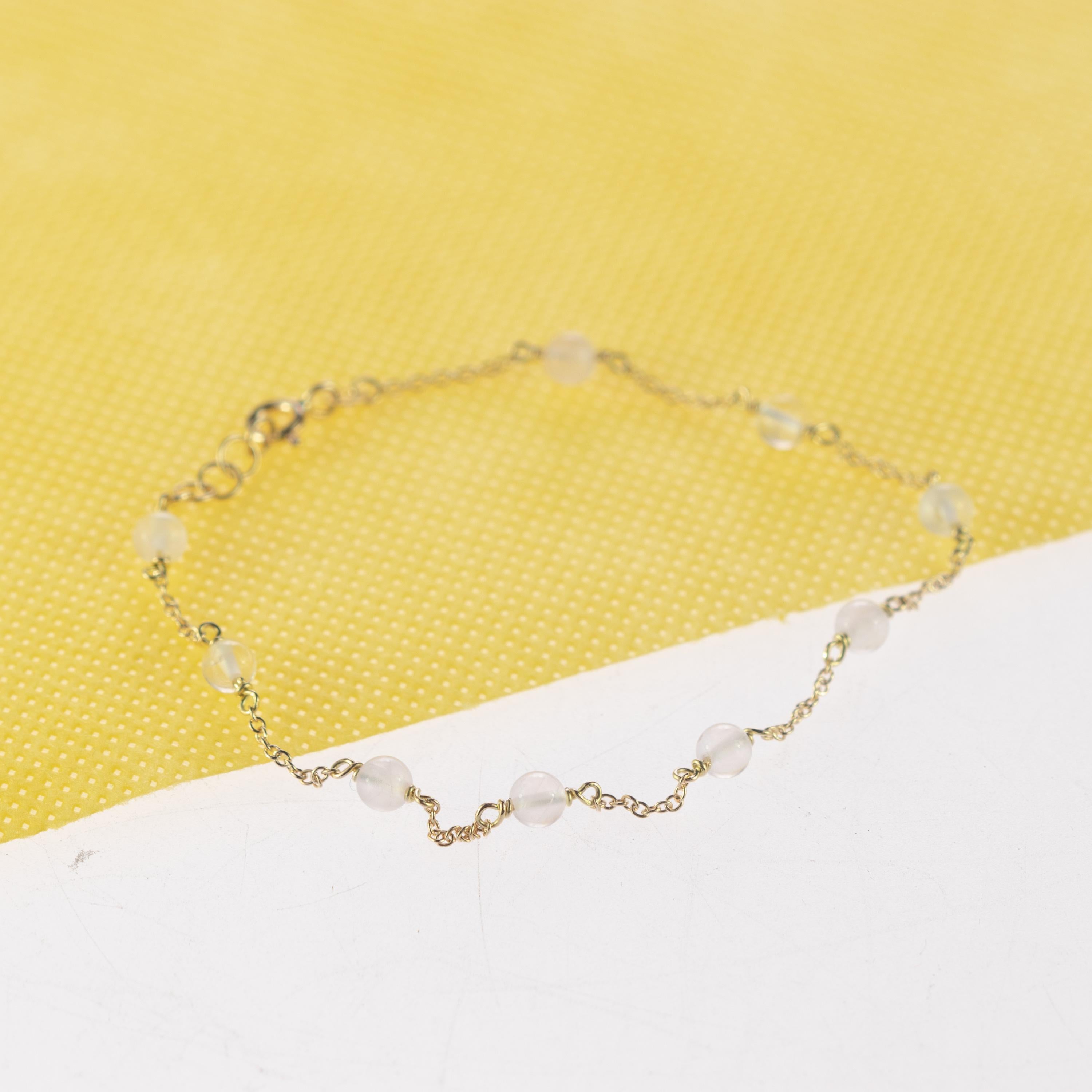 Donna Intini Jewels Catena con placca d'oro Sfera di quarzo rosa Collana Cavigliera Bracciale Set in vendita