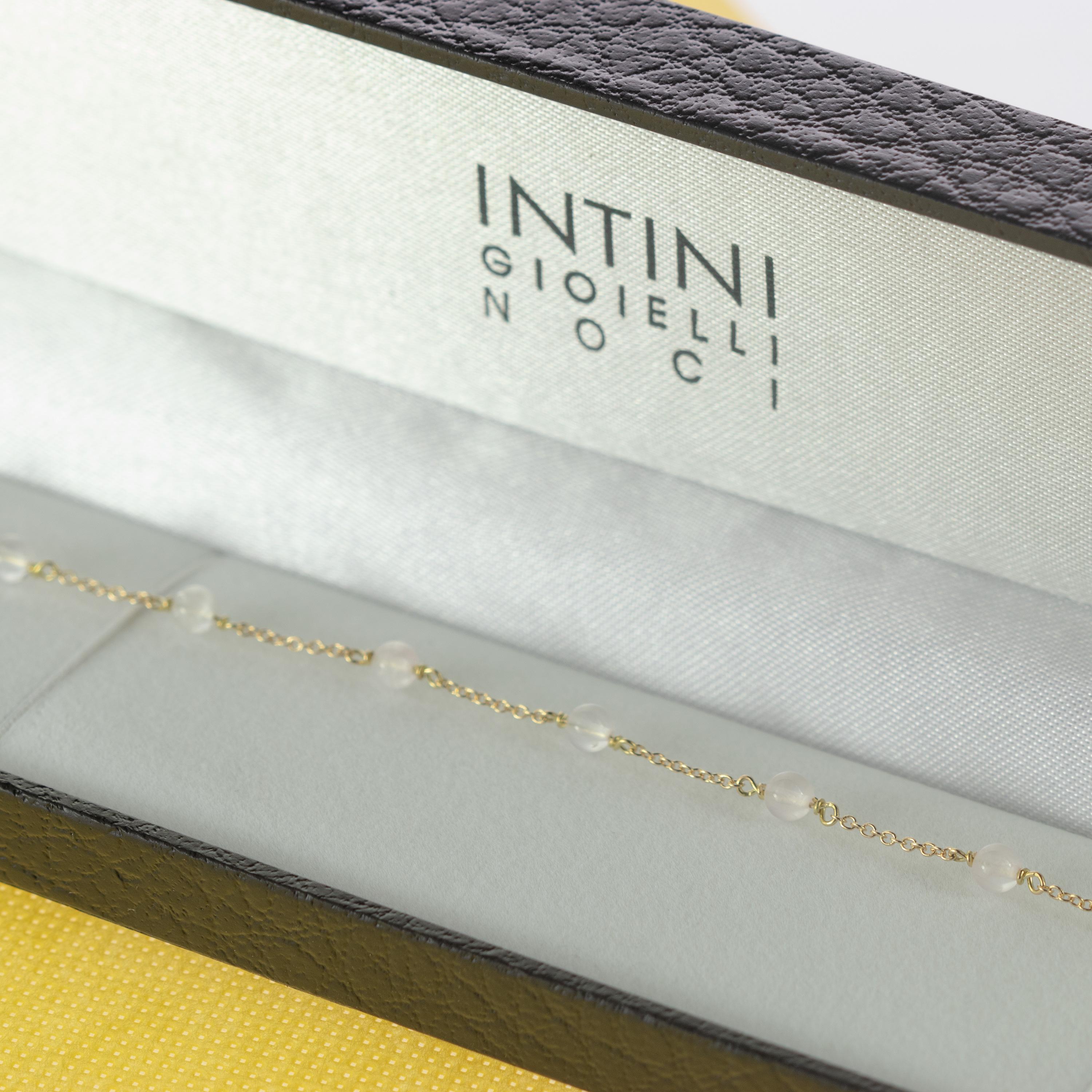 Intini Jewels Catena con placca d'oro Sfera di quarzo rosa Collana Cavigliera Bracciale Set in vendita 1