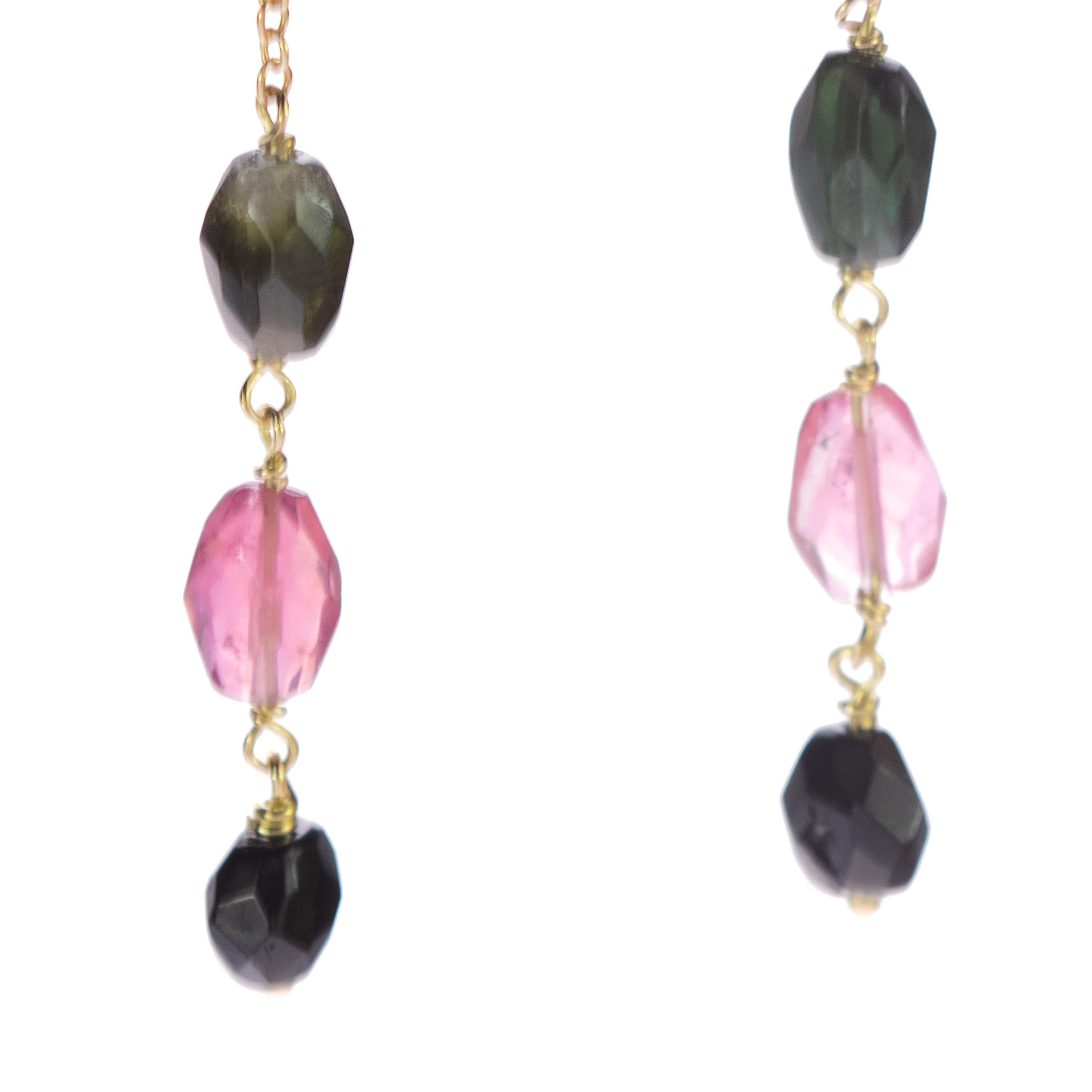 Intini Jewels Orecchini pendenti ovali con tormalina a catena con placca d'oro In condizioni Nuovo in vendita a Milano, IT