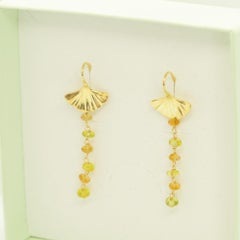 Intini Jewels Gold Plate Silver Shell Citrine Peridot Dangle Summer Earrings
