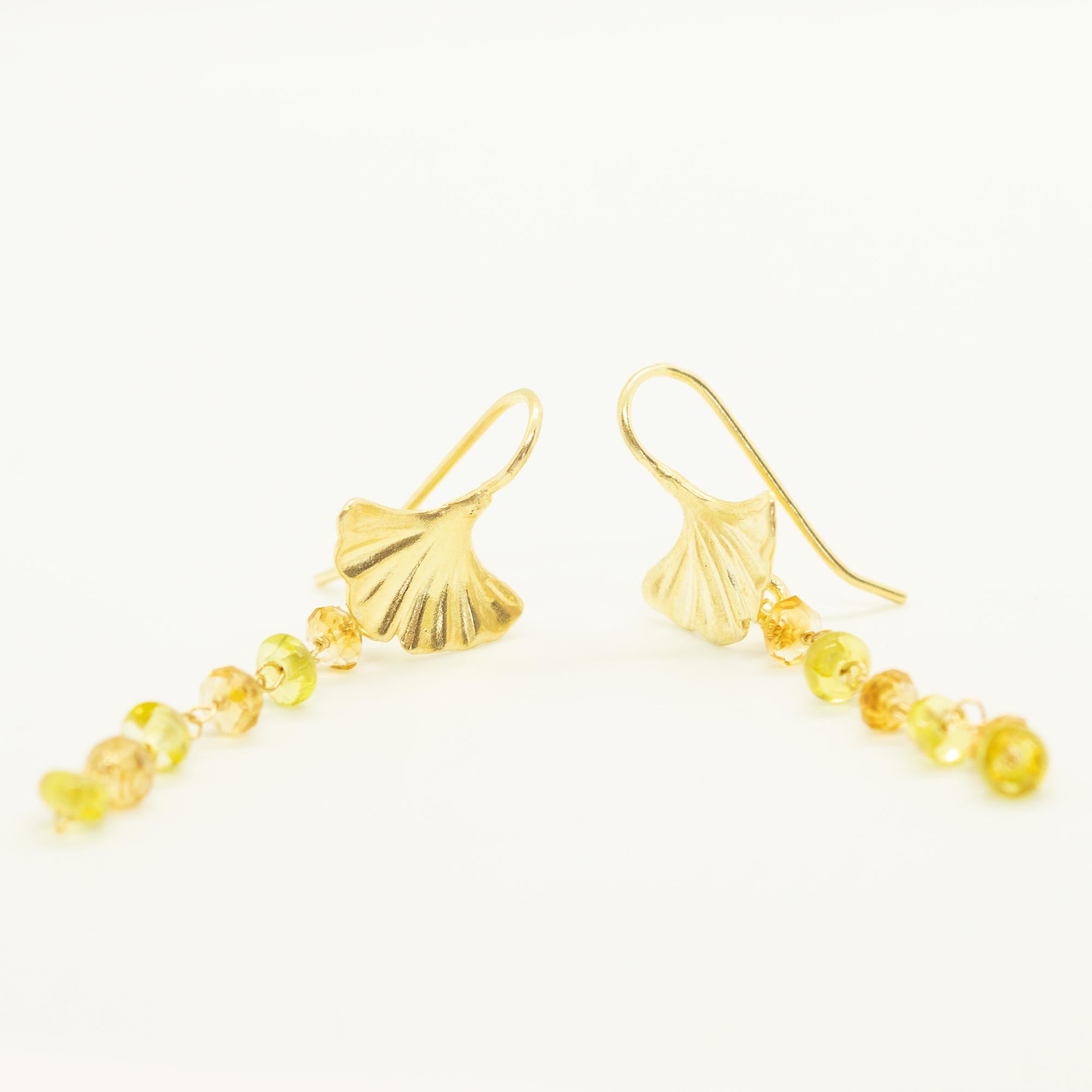 Intini Jewels Orecchini estivi a conchiglia d'argento con citrino e peridoto In condizioni Nuovo in vendita a Milano, IT