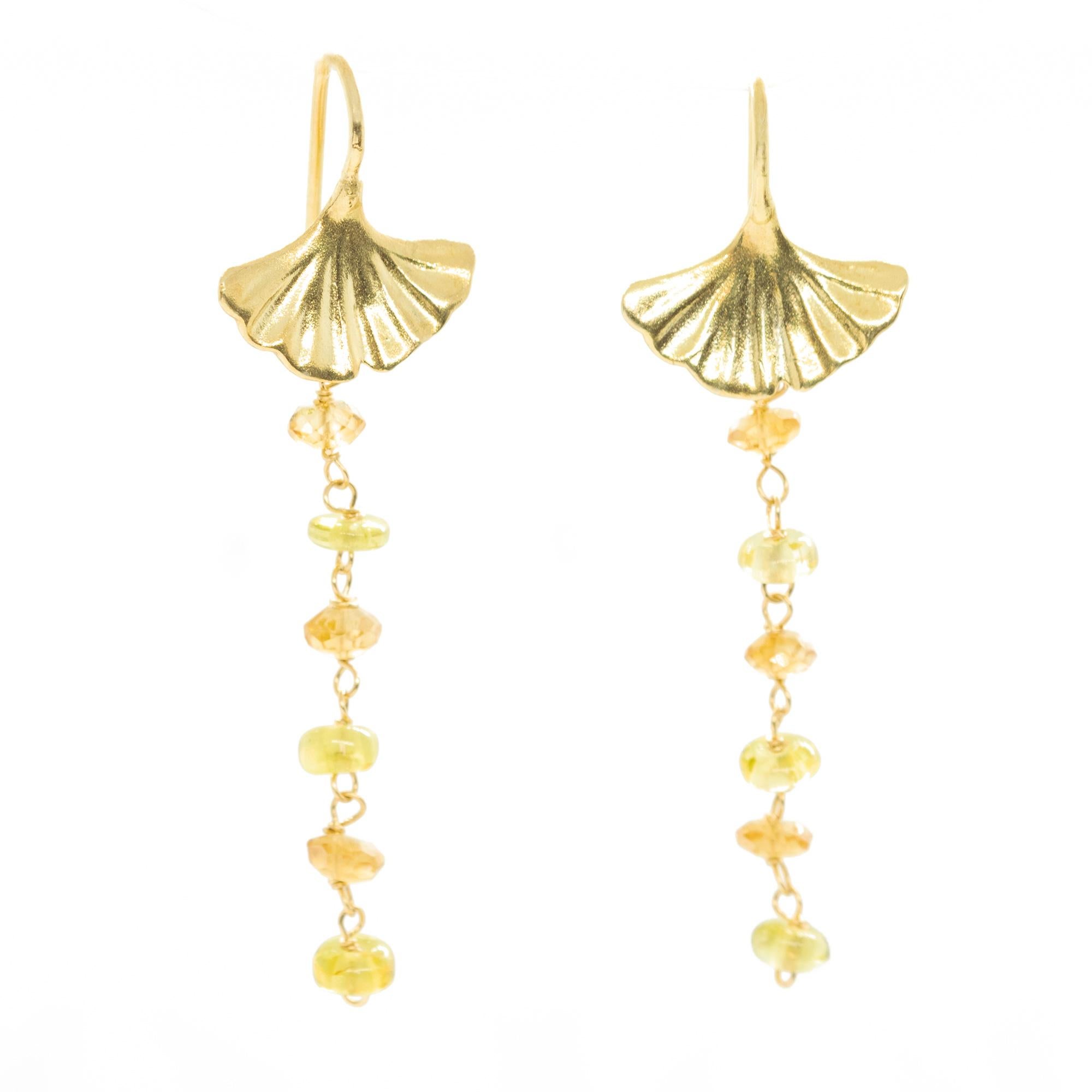 Donna Intini Jewels Orecchini estivi a conchiglia d'argento con citrino e peridoto in vendita