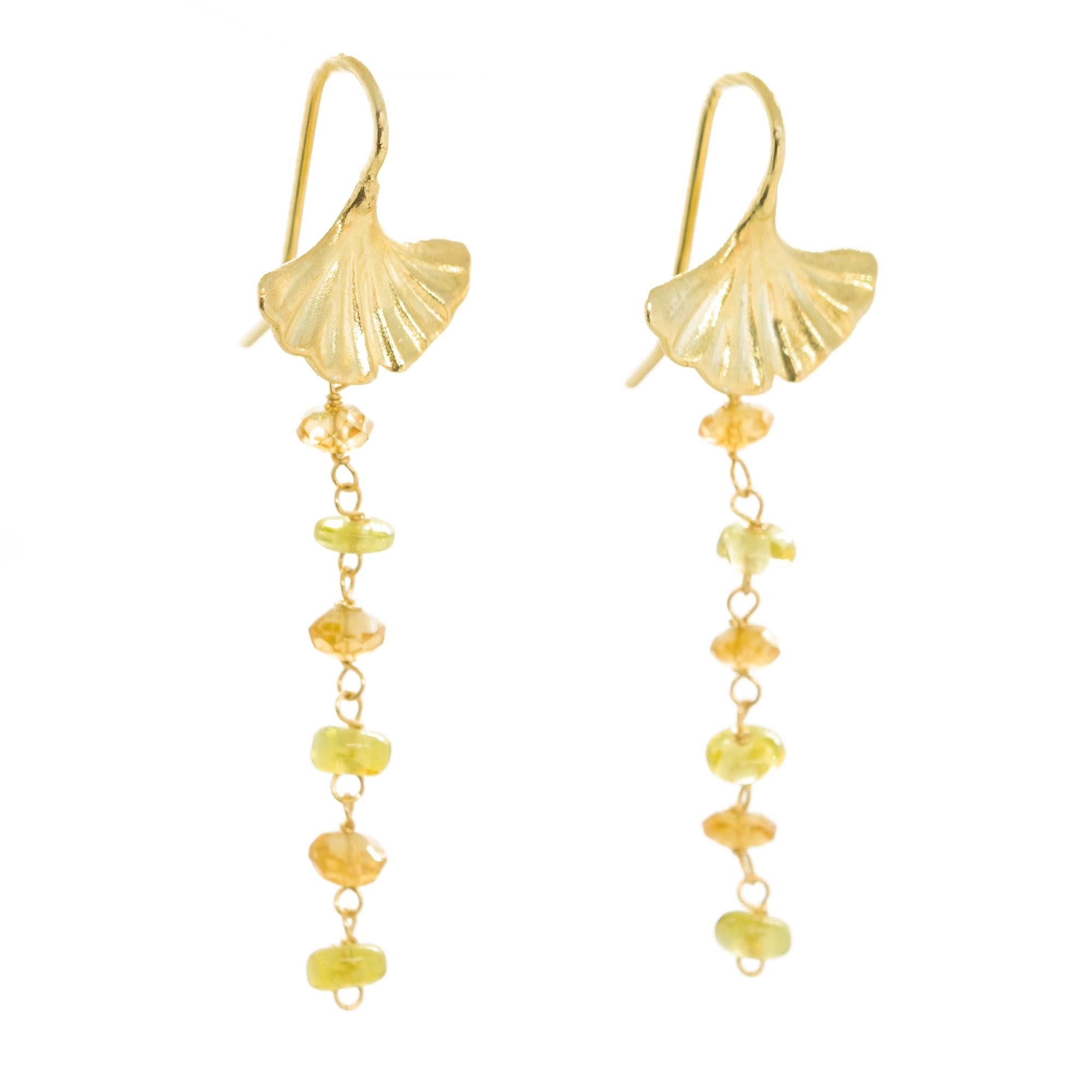 Intini Jewels Orecchini estivi a conchiglia d'argento con citrino e peridoto in vendita 1