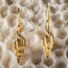Intini Jewels Gold Plated Silver Shell Shape Dangle Summer Artisan Earrings