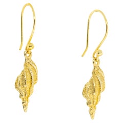 Intini Jewels Gold Plated Silver Shell Shape Dangle Summer Artisan Earrings