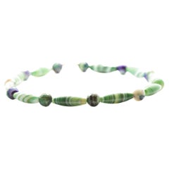Intini Jewels Green Agate Purple Tubes 18k Yellow Gold Boho Chic Unisex Necklace