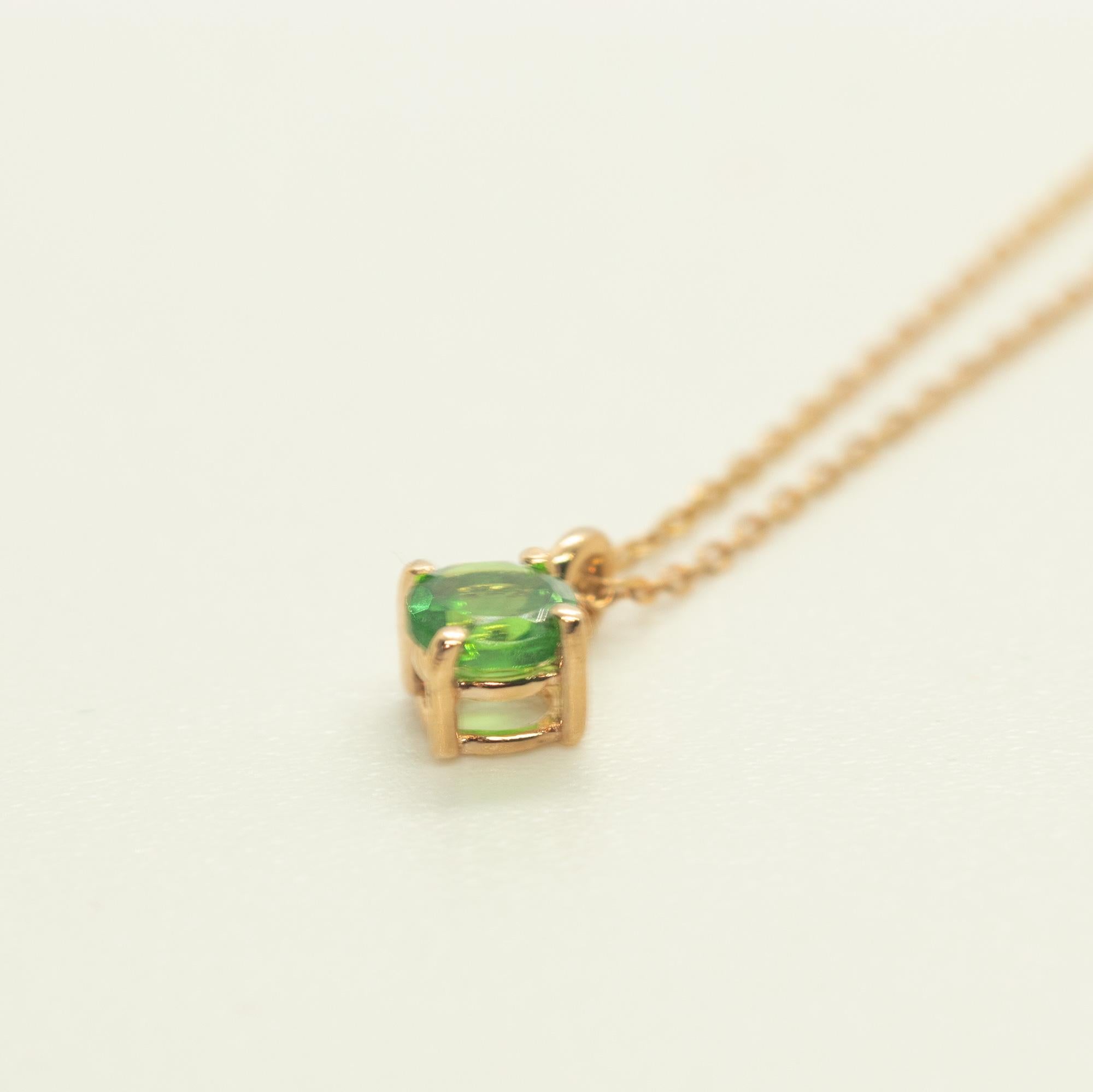 Intini Jewels Green Brilliant Tsavorite 18K Pink Gold Chain Cocktail Necklace For Sale 1