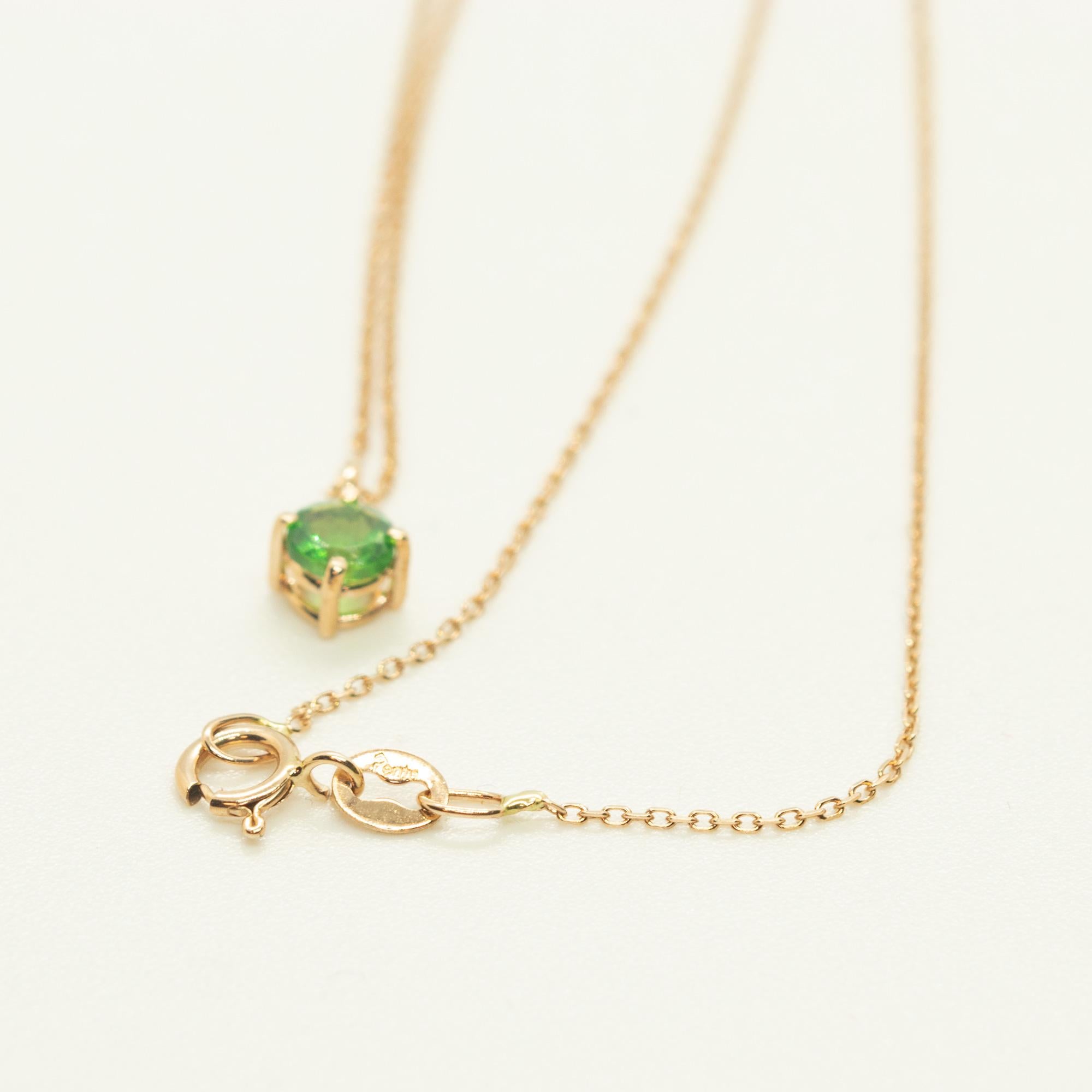 Intini Jewels Green Brilliant Tsavorite 18K Pink Gold Chain Cocktail Necklace For Sale 2