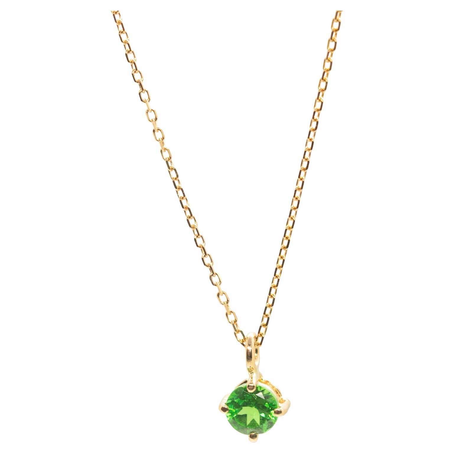 Intini Jewels Green Brilliant Tsavorite 18K Pink Gold Chain Cocktail Necklace