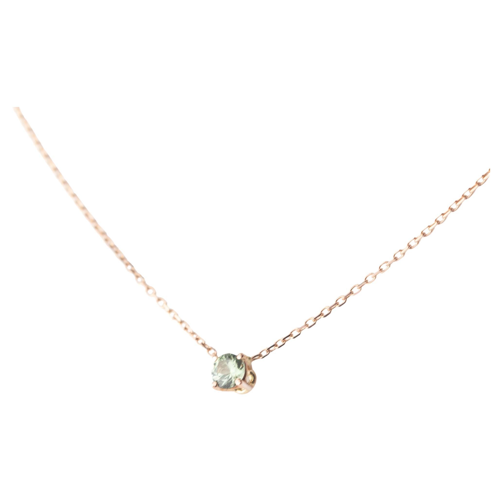 Taglio brillante Intini Jewels Collana moderna da cocktail con catena in oro rosa 18 carati e zaffiro verde in vendita