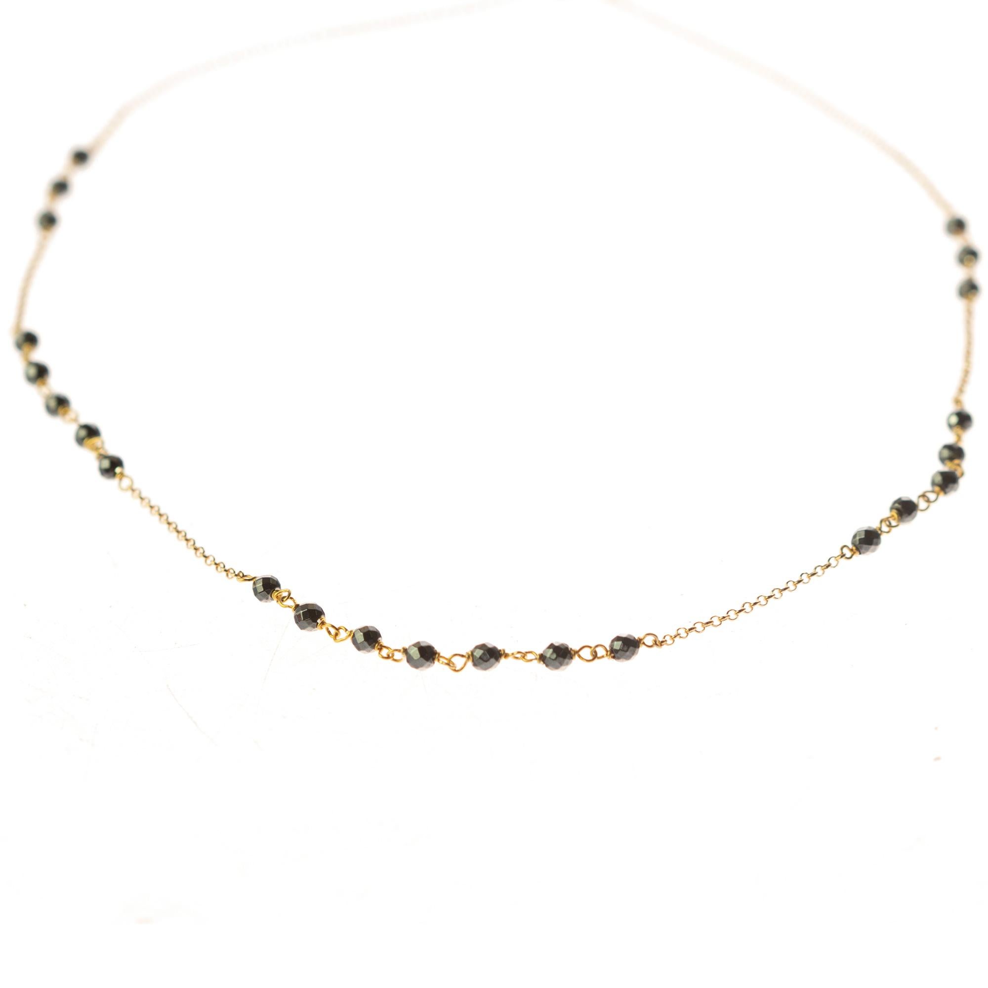 Intini Jewels Collier coloré à chaîne en or jaune 18 carats avec rondelles d'hématite Unisexe en vente