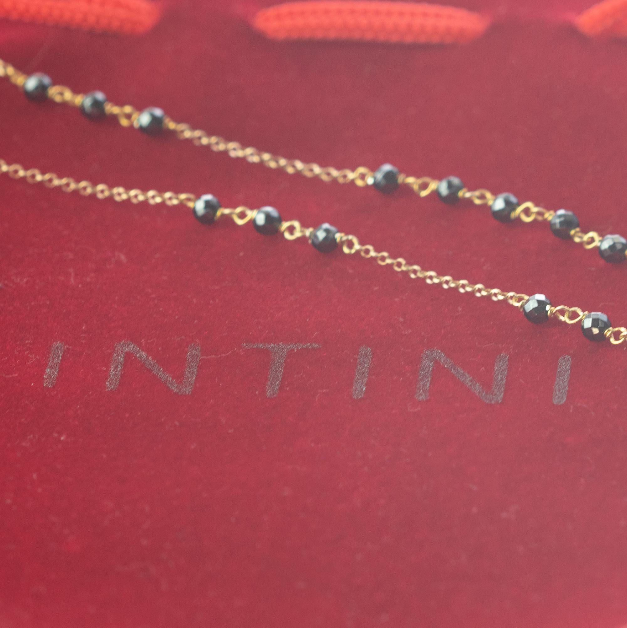 Intini Jewels Collier coloré à chaîne en or jaune 18 carats avec rondelles d'hématite en vente 1