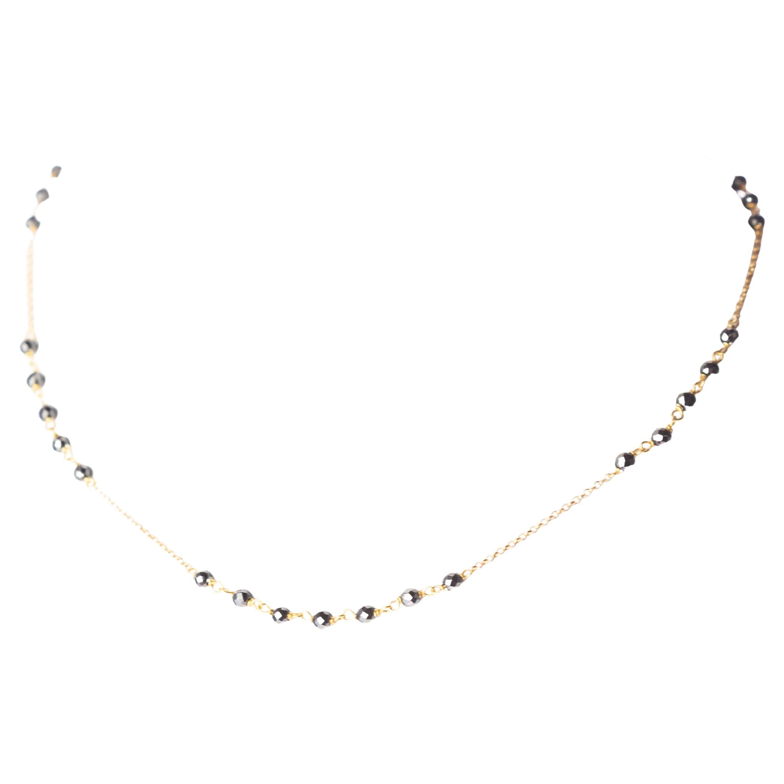 Intini Jewels Collier coloré à chaîne minimaliste en hematite avec rondelles dorées et hematite