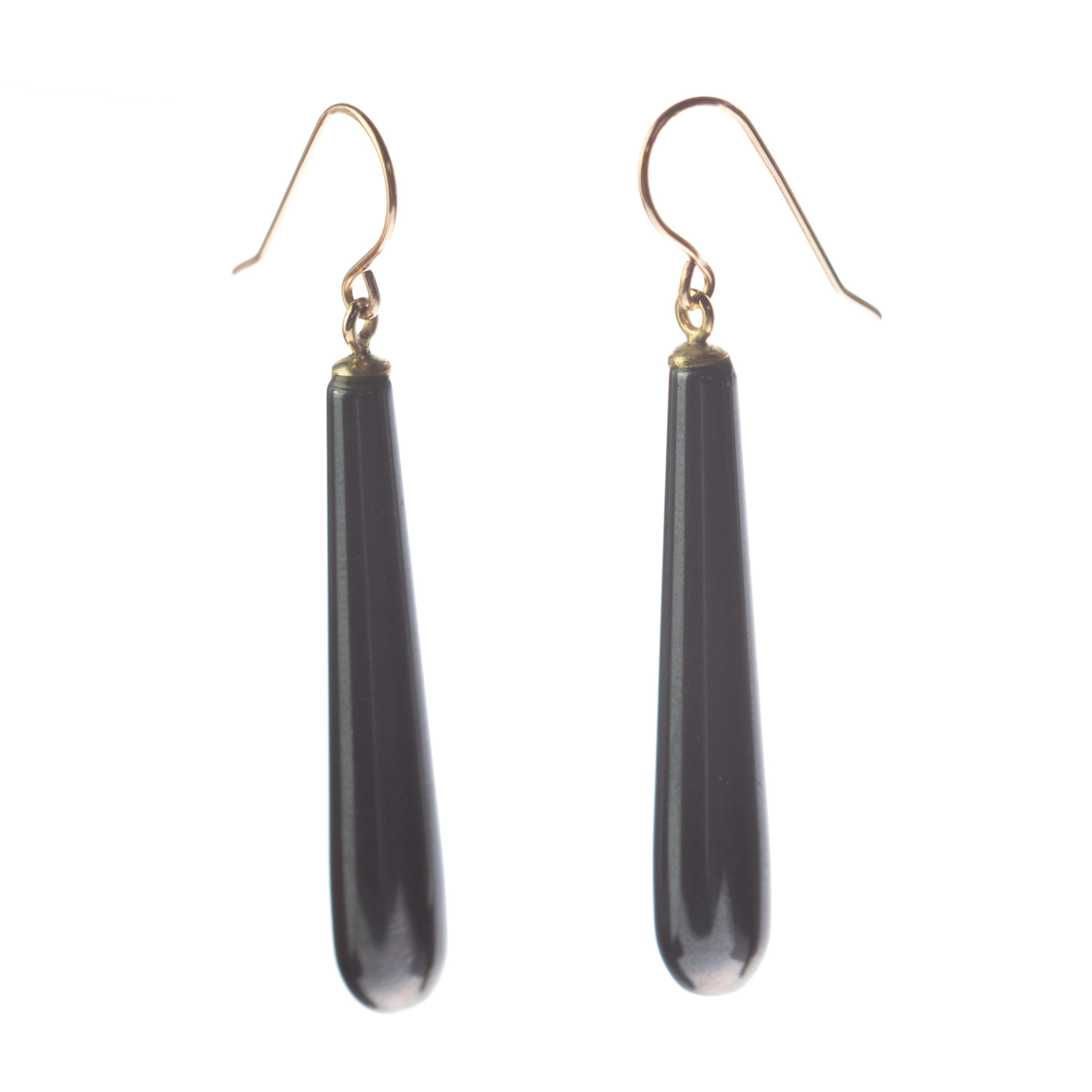 Intini Jewels Boucles d'oreilles pendantes en or jaune 18 carats avec pendentifs en forme de larme en hématite Pour femmes en vente