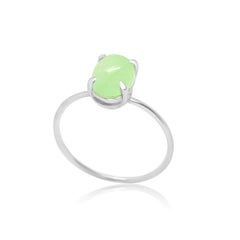 Intini Jewels Jadeite Jade Sterling Silver Precious Solitaire Cocktail Oval Ring
