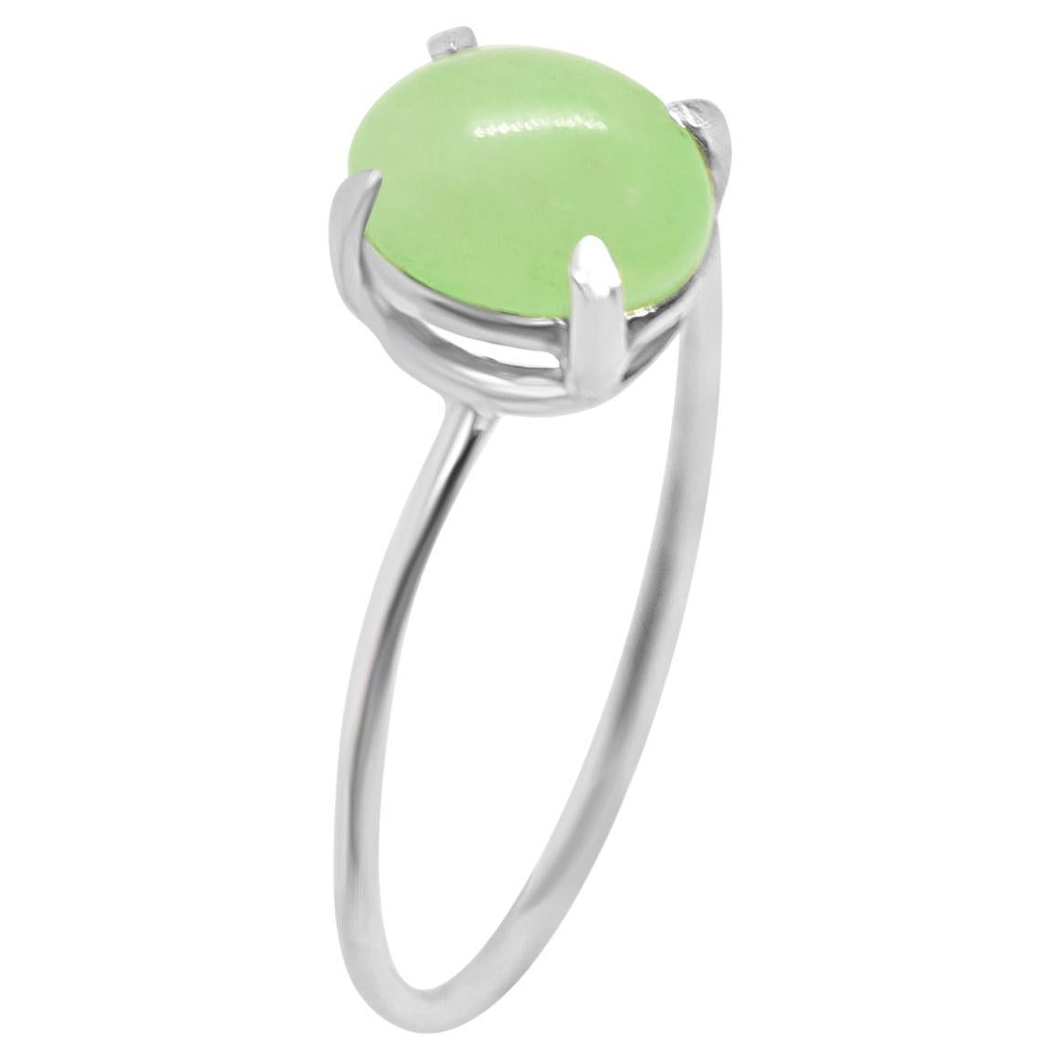 Intini Jewels Jadeíta Jade Plata de Ley Precioso Anillo Ovalado Solitario de Cóctel