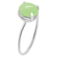 Intini Jewels Jadeite Jade Sterling Silver Precious Solitaire Cocktail Oval Ring