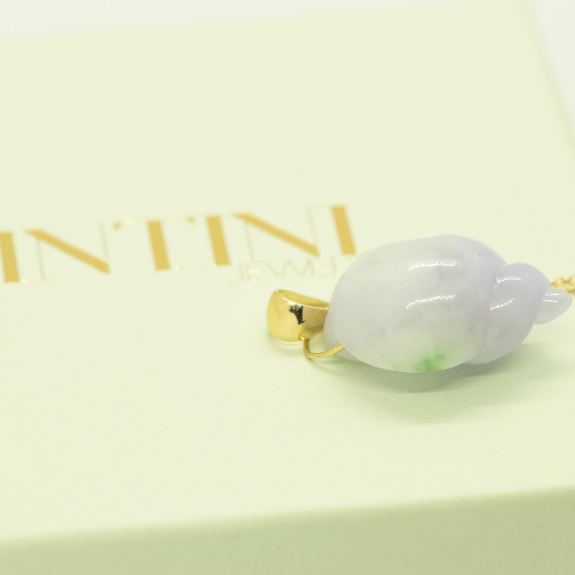 Intini Jewels Lavender Jade 18K Yellow Gold Shell Pendant Summer Necklace In New Condition For Sale In Milano, IT