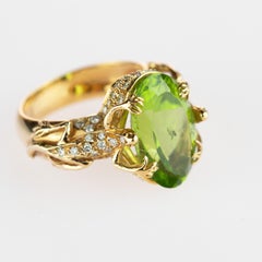 Intini Jewels Lizard Salamander Peridot Diamond 18 Karat Gold Vintage Ring