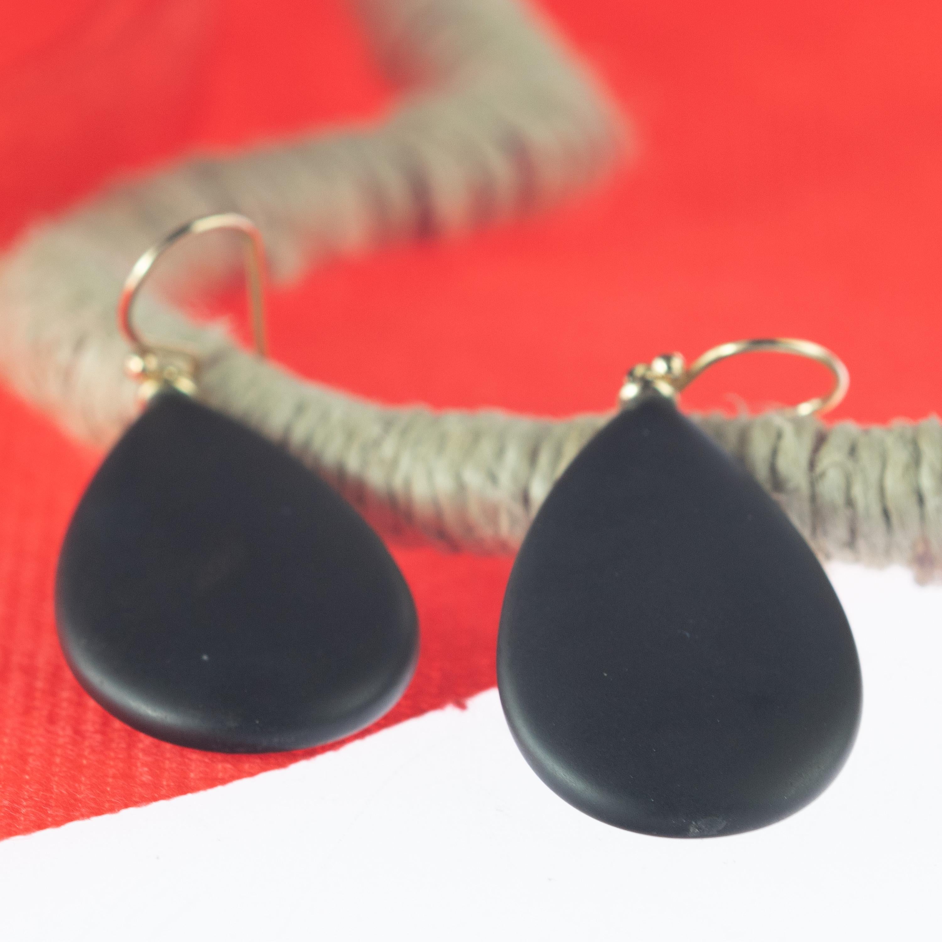 Intini Jewels Boucles d'oreilles cocktail en or et agate noire mate en forme de goutte d'eau, fabrication artisanale Neuf - En vente à Milano, IT