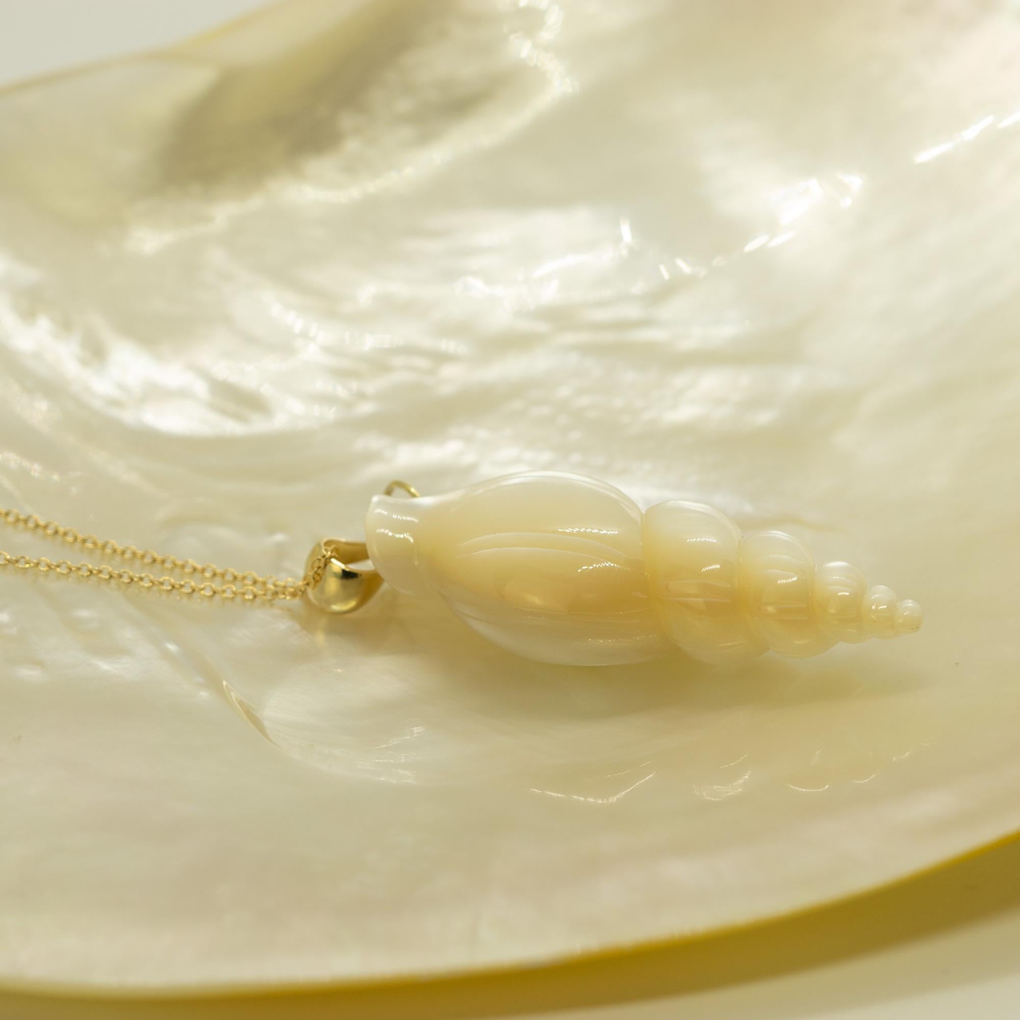 gold shell necklace with pearl