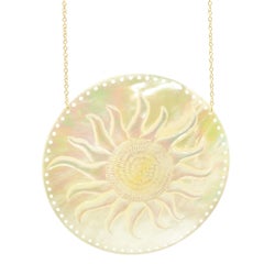 Intini Jewels Mother of Pearl 18K Yellow Gold Sun Pendant Summer Chic Necklace