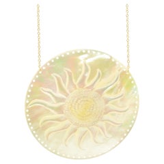 Intini Jewels Mother of Pearl 18K Yellow Gold Sun Pendant Summer Chic Necklace