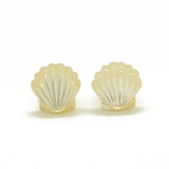 Intini Jewels Mother of Pearl Carved Shell 14 Karat Yellow Gold Stud Earrings