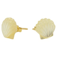 Intini Jewels Mother of Pearl Carved Shell 14 Karat Yellow Gold Stud Earrings