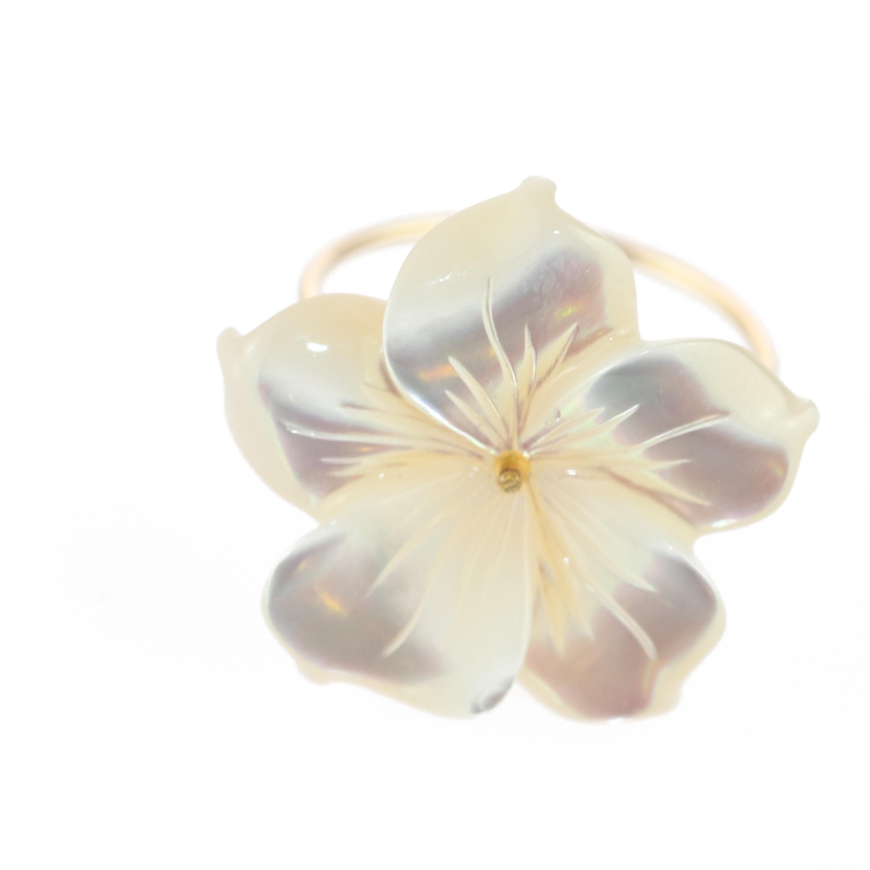 mother of pearl flower ring
