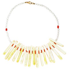 Intini Jewels Collier de cocktail bohème moderne en perles, corail, cristal et nacre