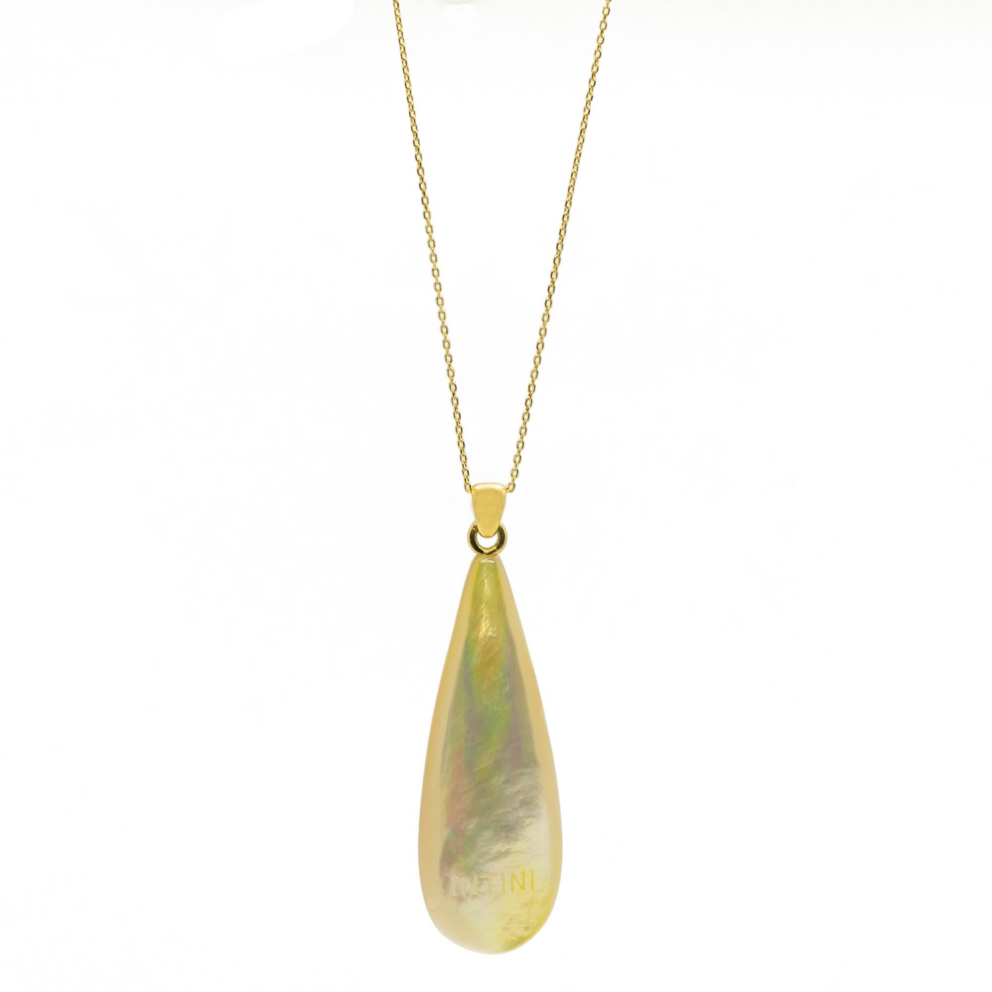 Intini Jewels Mother of Pearl Drop 18K Yellow Gold Chain Drop Pendant Necklace In New Condition For Sale In Milano, IT