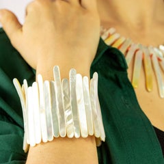 Intini Jewels Mother of Pearl Stretch Beaded White Iconic Cocktail Bracelet