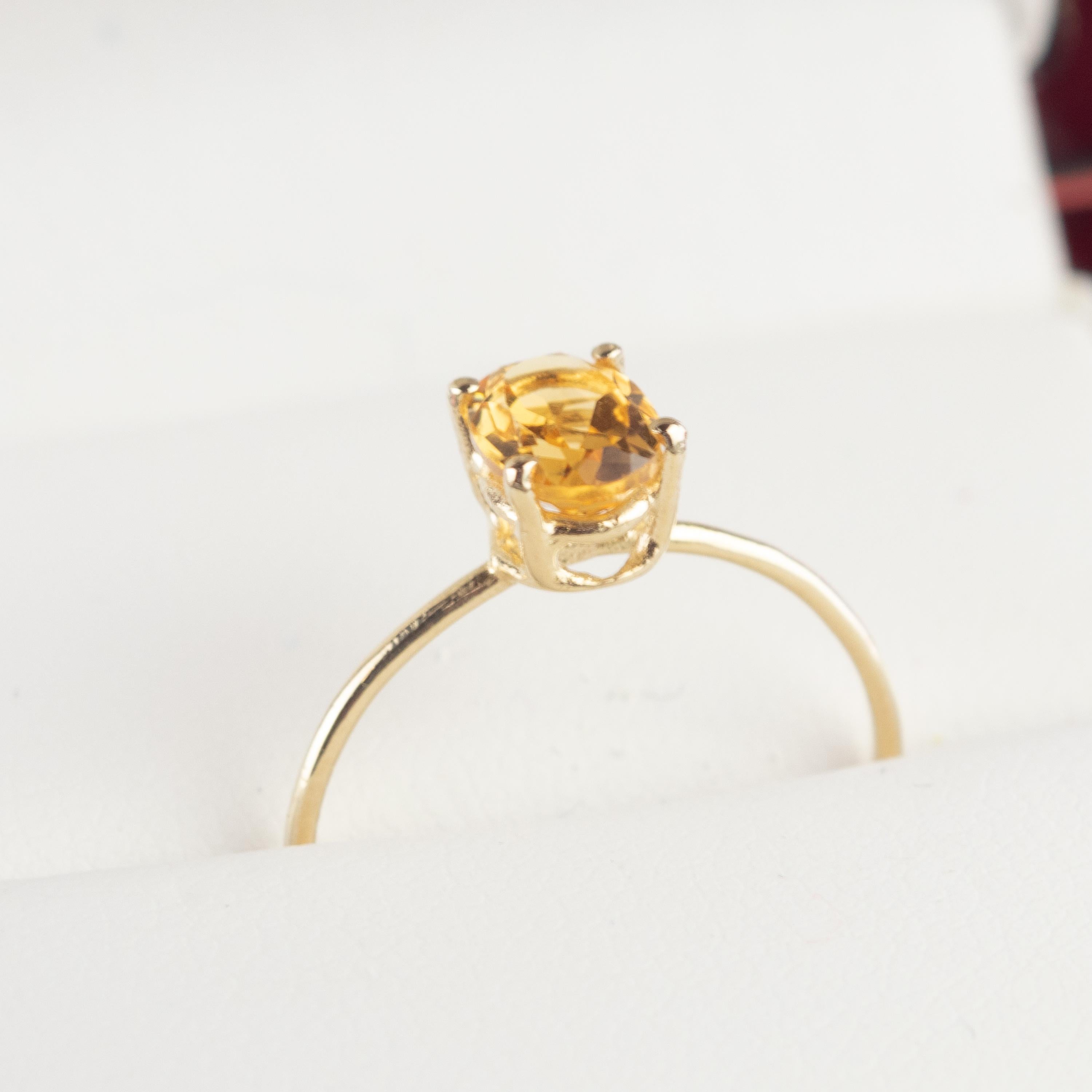 Intini Jewels Bague cocktail en or jaune 14 carats, quartz et citrine naturelle, faite à la main en vente 5