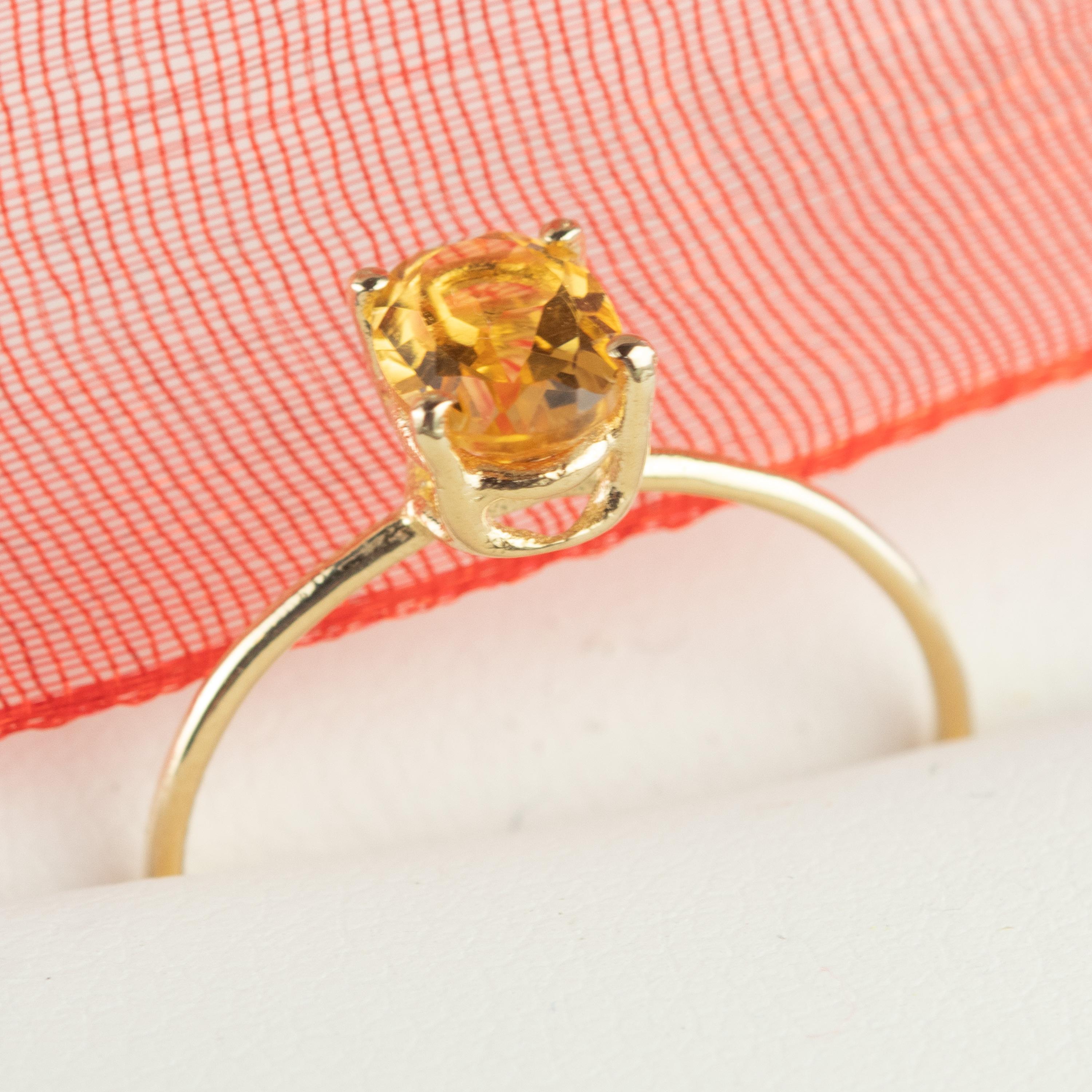 Art nouveau Intini Jewels Bague cocktail en or jaune 14 carats, quartz et citrine naturelle, faite à la main en vente