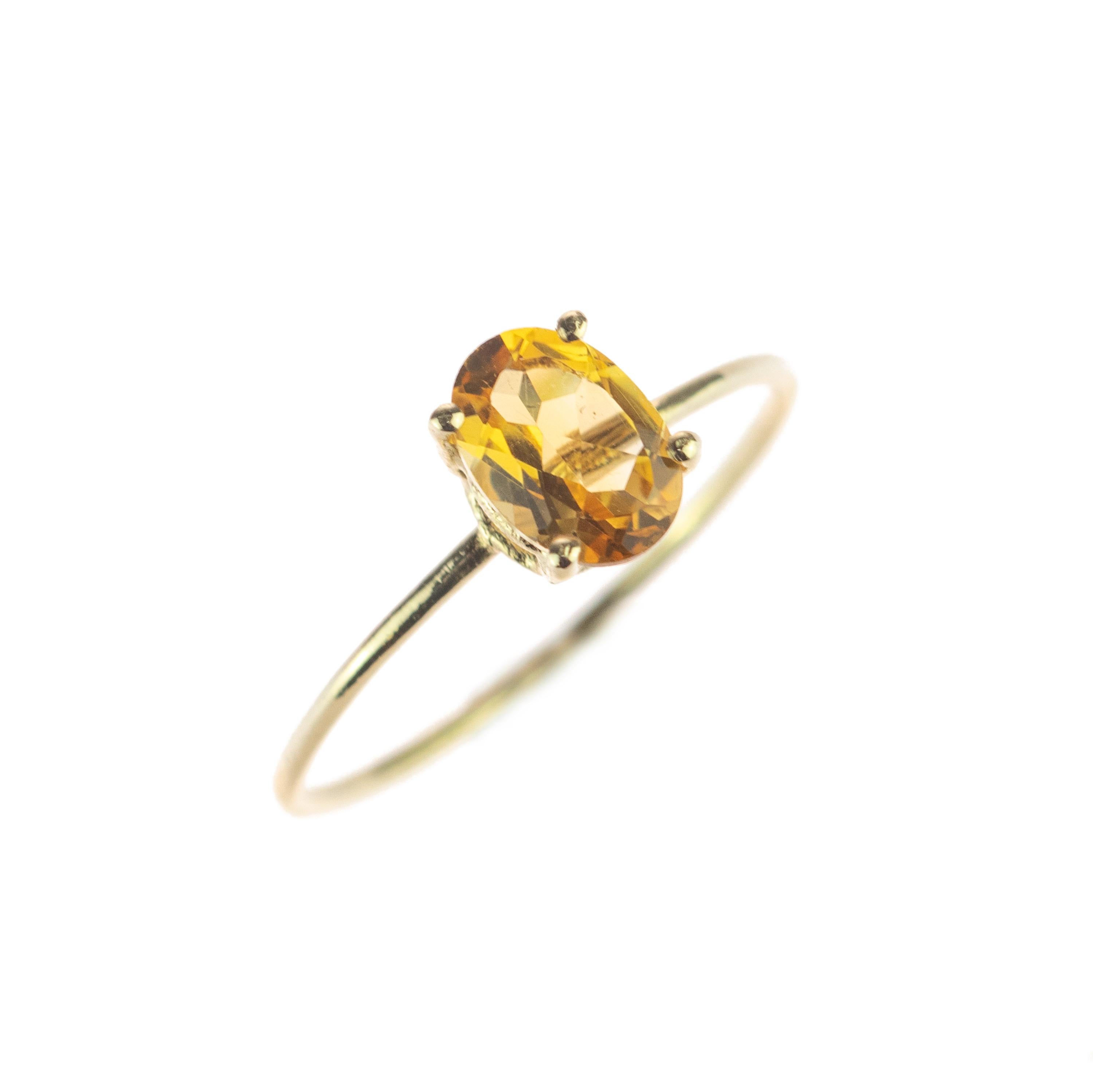 Taille ovale Intini Jewels Bague cocktail en or jaune 14 carats, quartz et citrine naturelle, faite à la main en vente