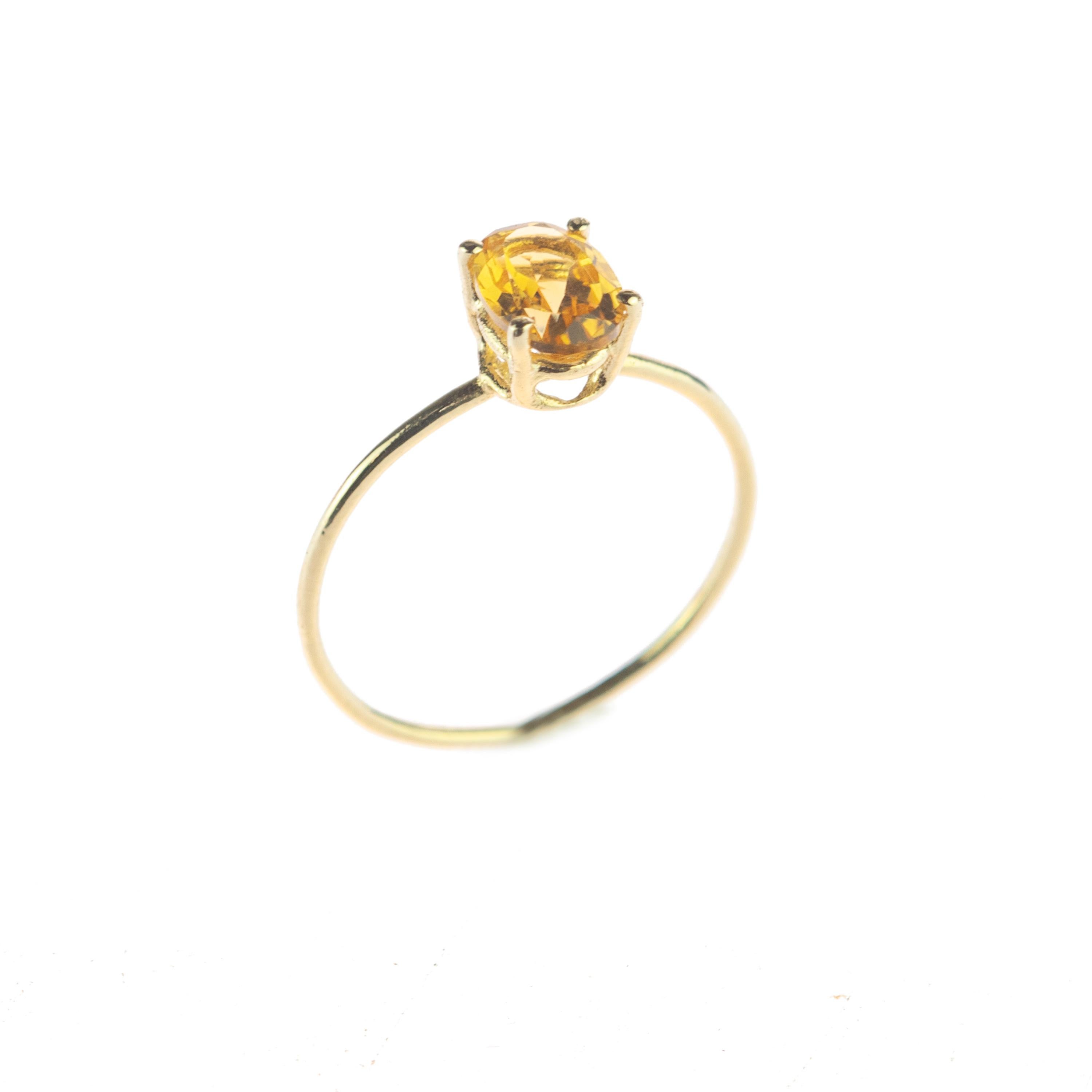 Intini Jewels Bague cocktail en or jaune 14 carats, quartz et citrine naturelle, faite à la main Unisexe en vente