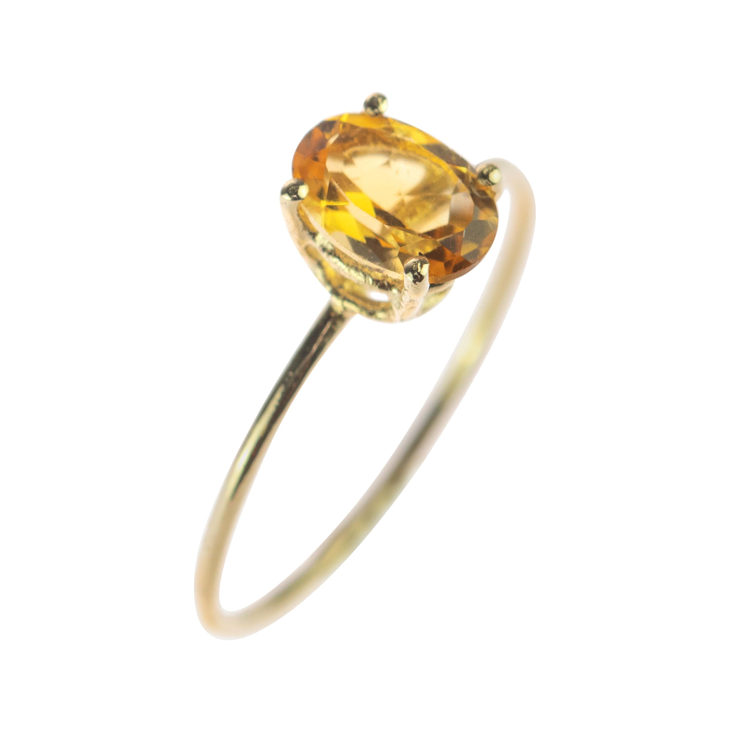 Intini Jewels Bague cocktail en or jaune 14 carats, quartz et citrine naturelle, faite à la main